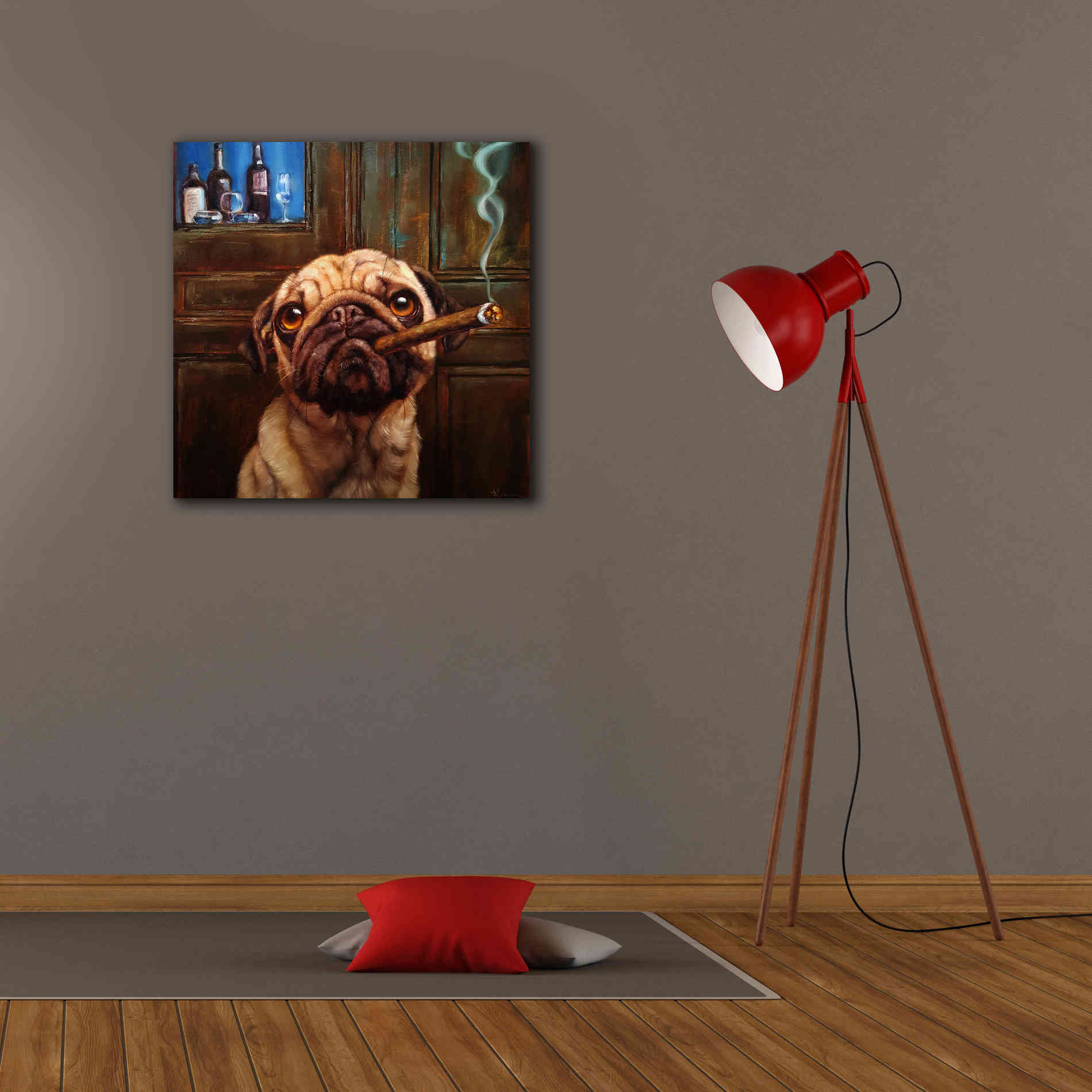 'Uptown Pug' by Lucia Heffernan, Canvas Wall Art,26x26