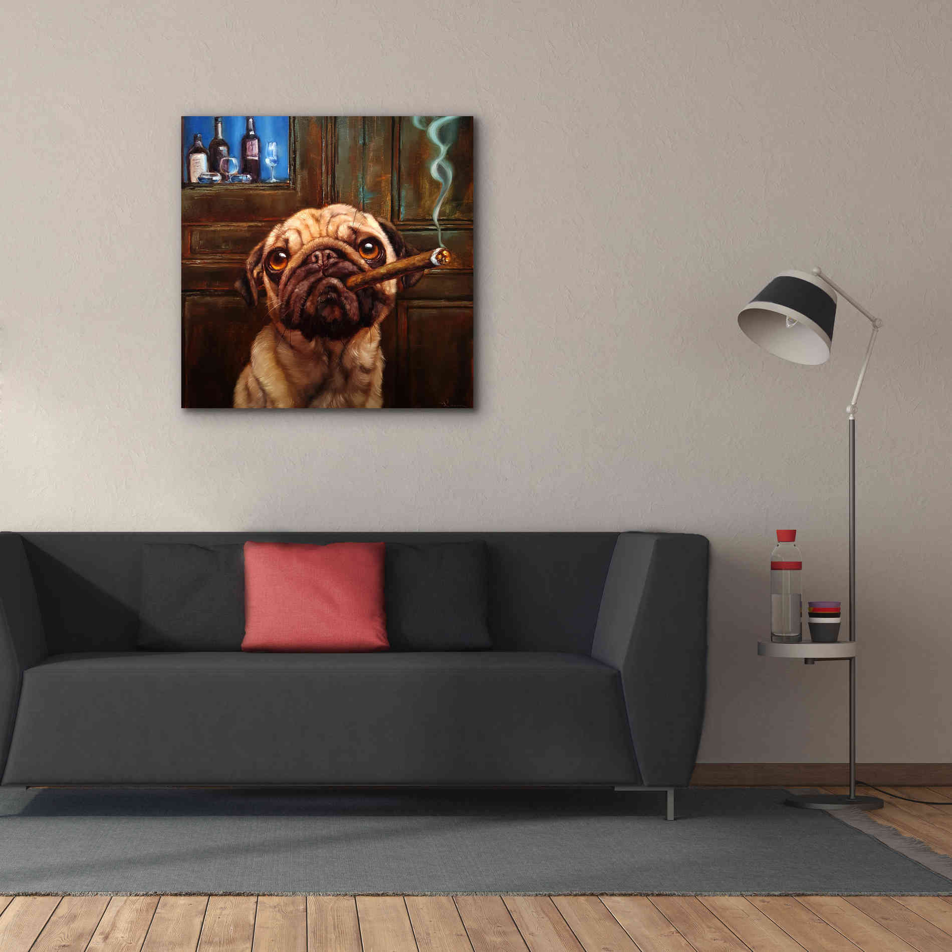 'Uptown Pug' by Lucia Heffernan, Canvas Wall Art,37x37