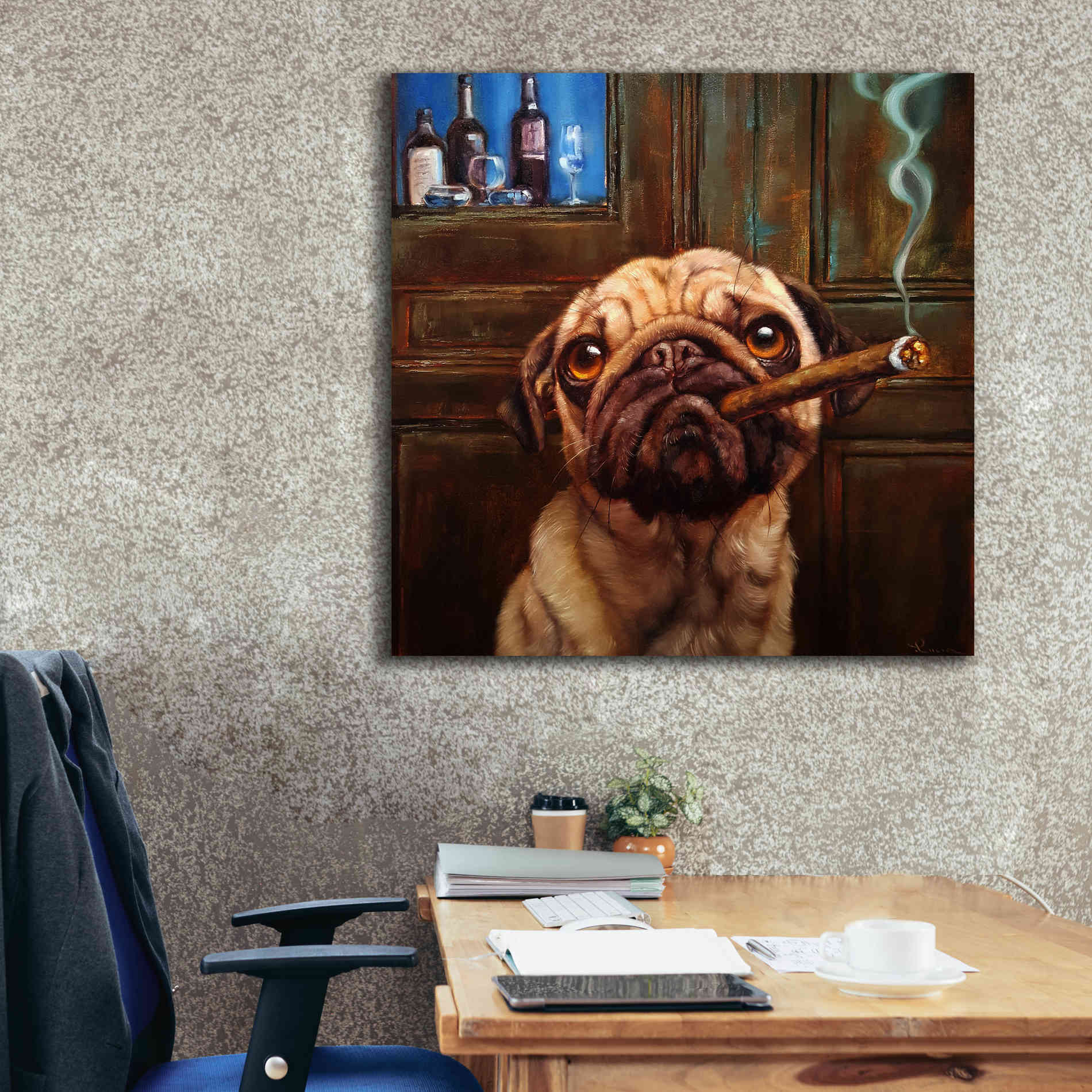 'Uptown Pug' by Lucia Heffernan, Canvas Wall Art,37x37