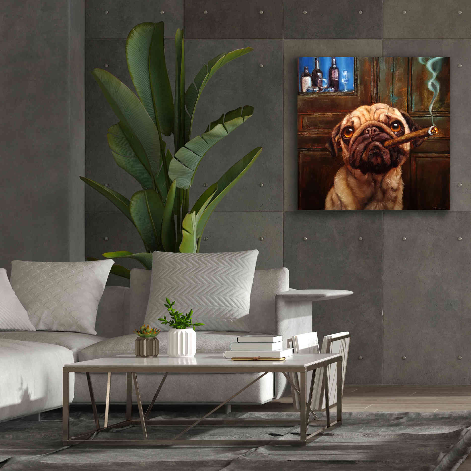 'Uptown Pug' by Lucia Heffernan, Canvas Wall Art,37x37