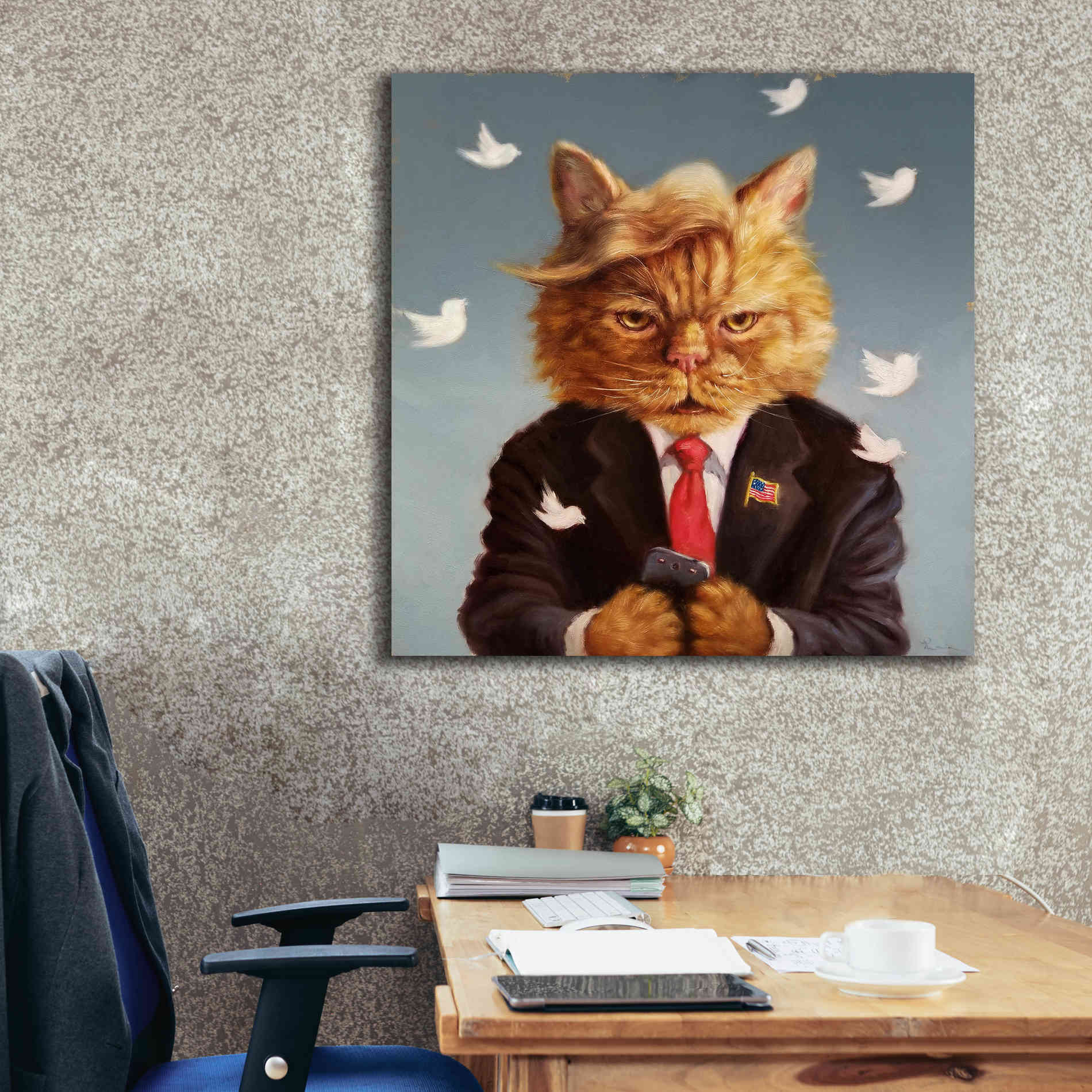 'Catty Remarks' by Lucia Heffernan, Canvas Wall Art,37x37