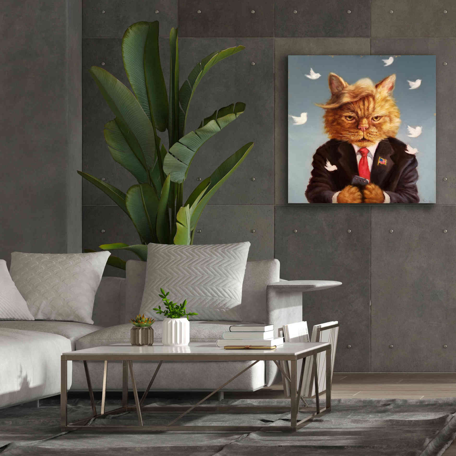 'Catty Remarks' by Lucia Heffernan, Canvas Wall Art,37x37