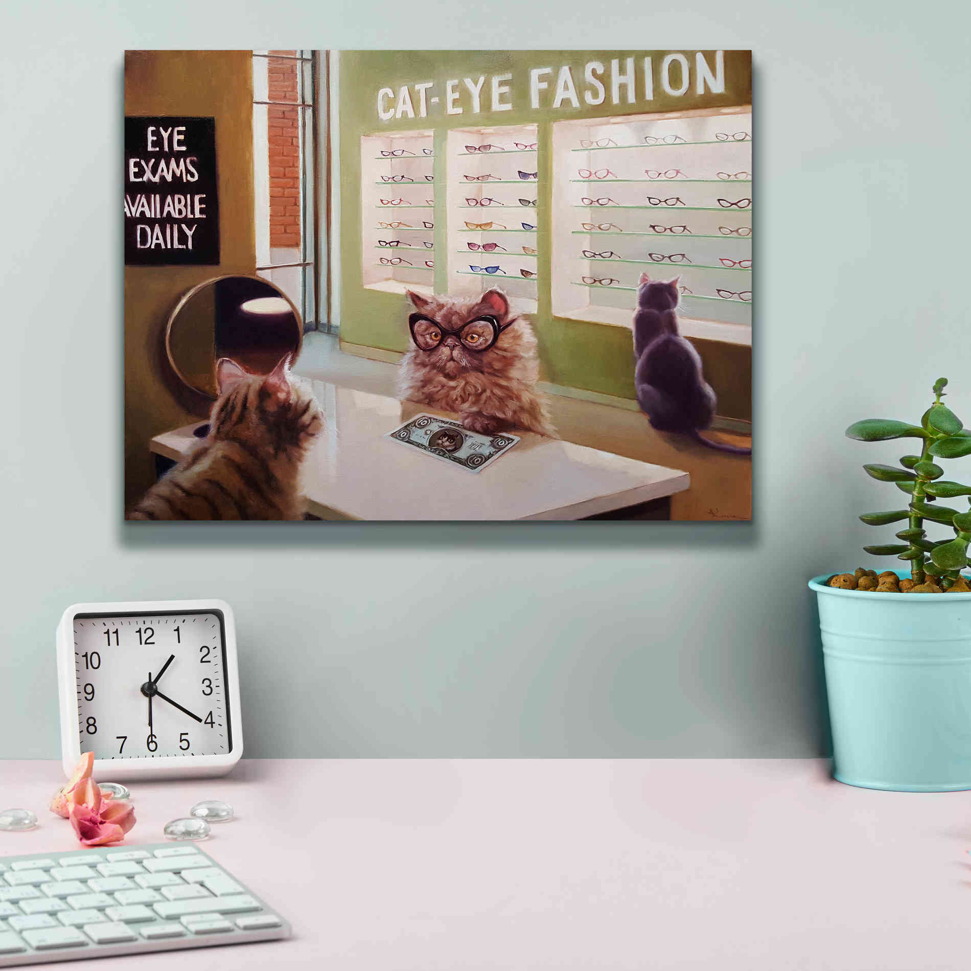 'Feline Optical' by Lucia Heffernan, Canvas Wall Art,16x12