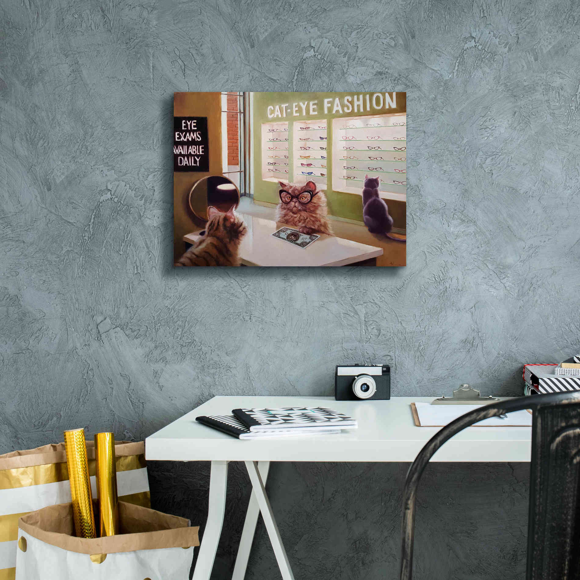 'Feline Optical' by Lucia Heffernan, Canvas Wall Art,16x12