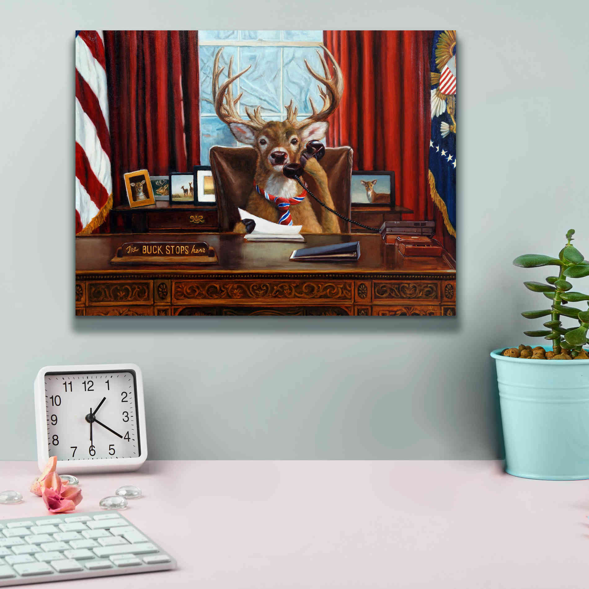 'The Buck Stops Here' by Lucia Heffernan, Canvas Wall Art,16x12