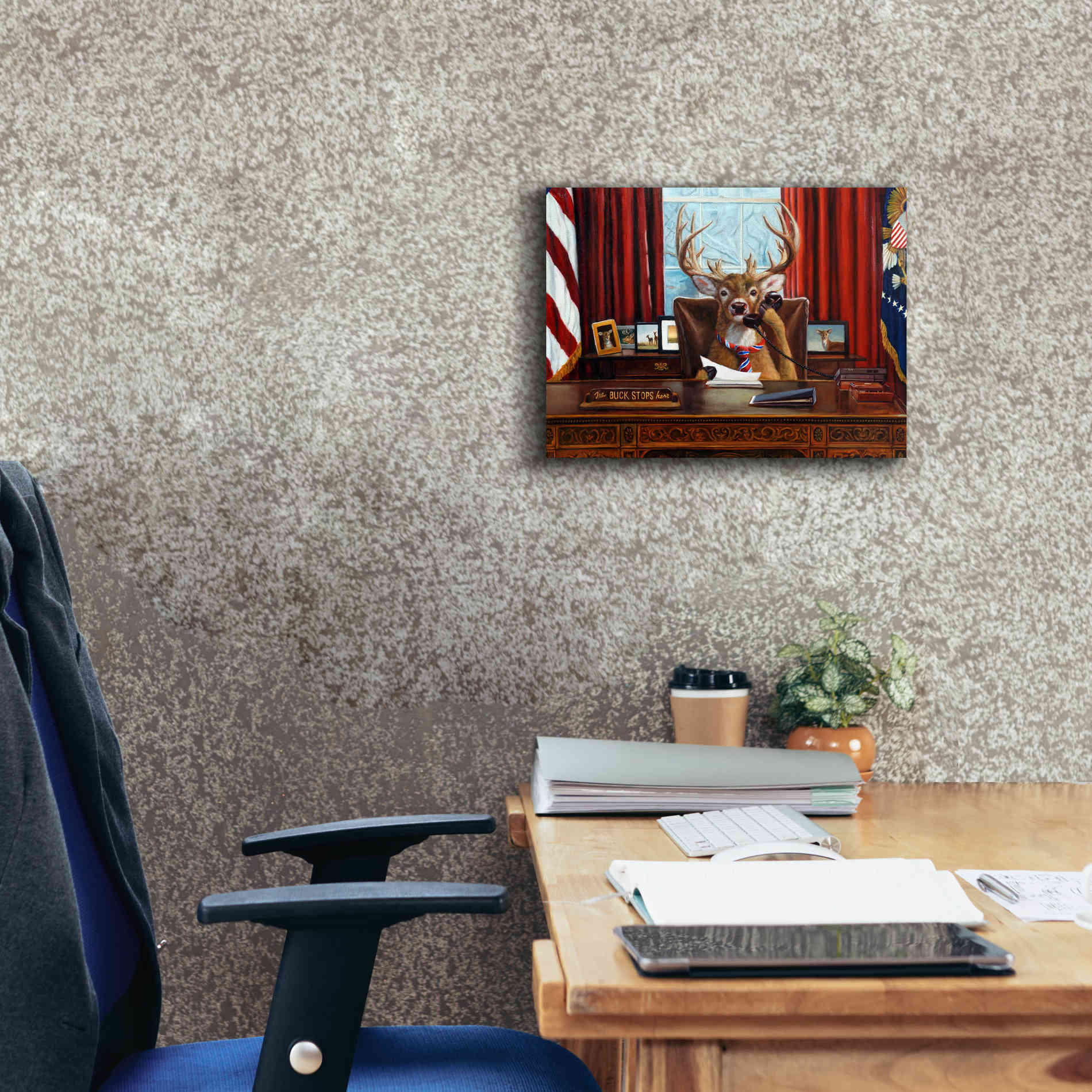 'The Buck Stops Here' by Lucia Heffernan, Canvas Wall Art,16x12