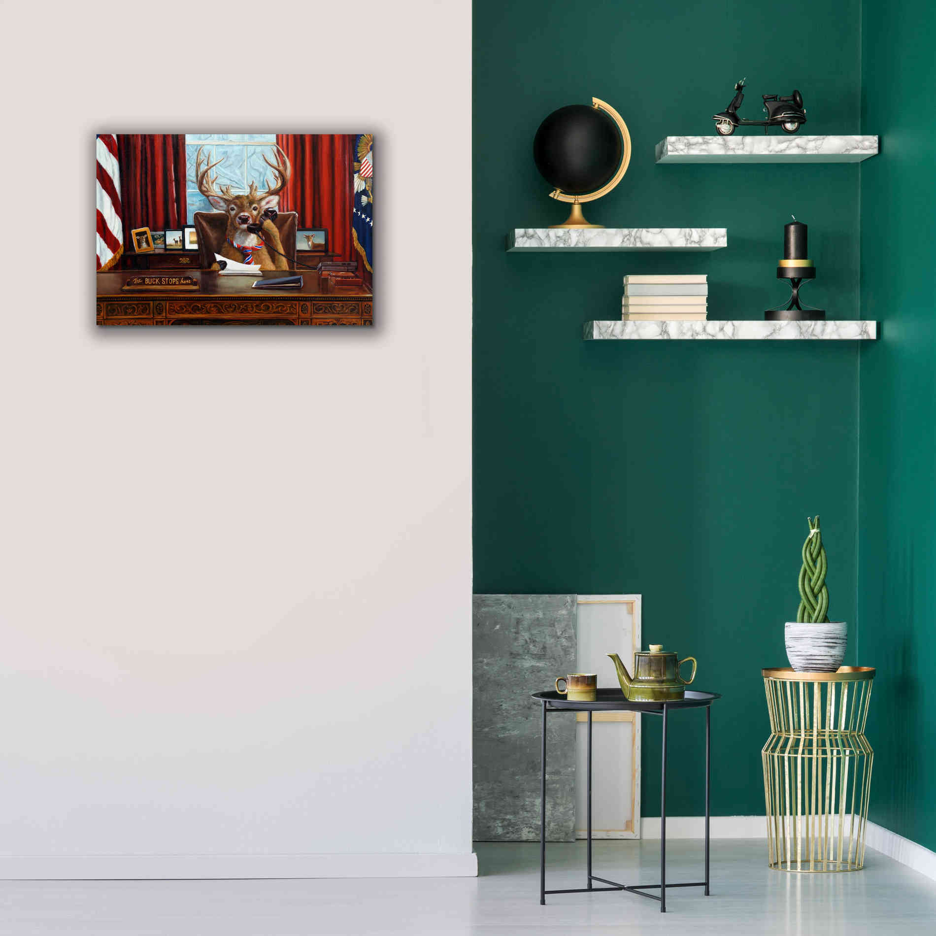 'The Buck Stops Here' by Lucia Heffernan, Canvas Wall Art,26x18