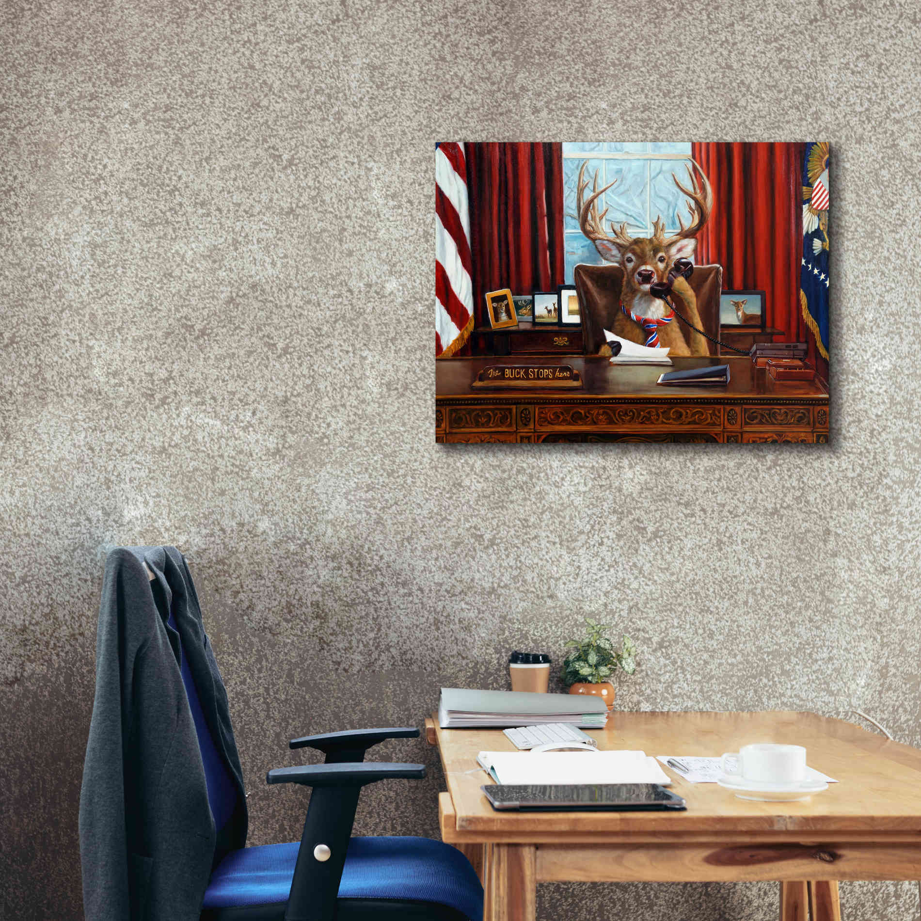 'The Buck Stops Here' by Lucia Heffernan, Canvas Wall Art,34x26