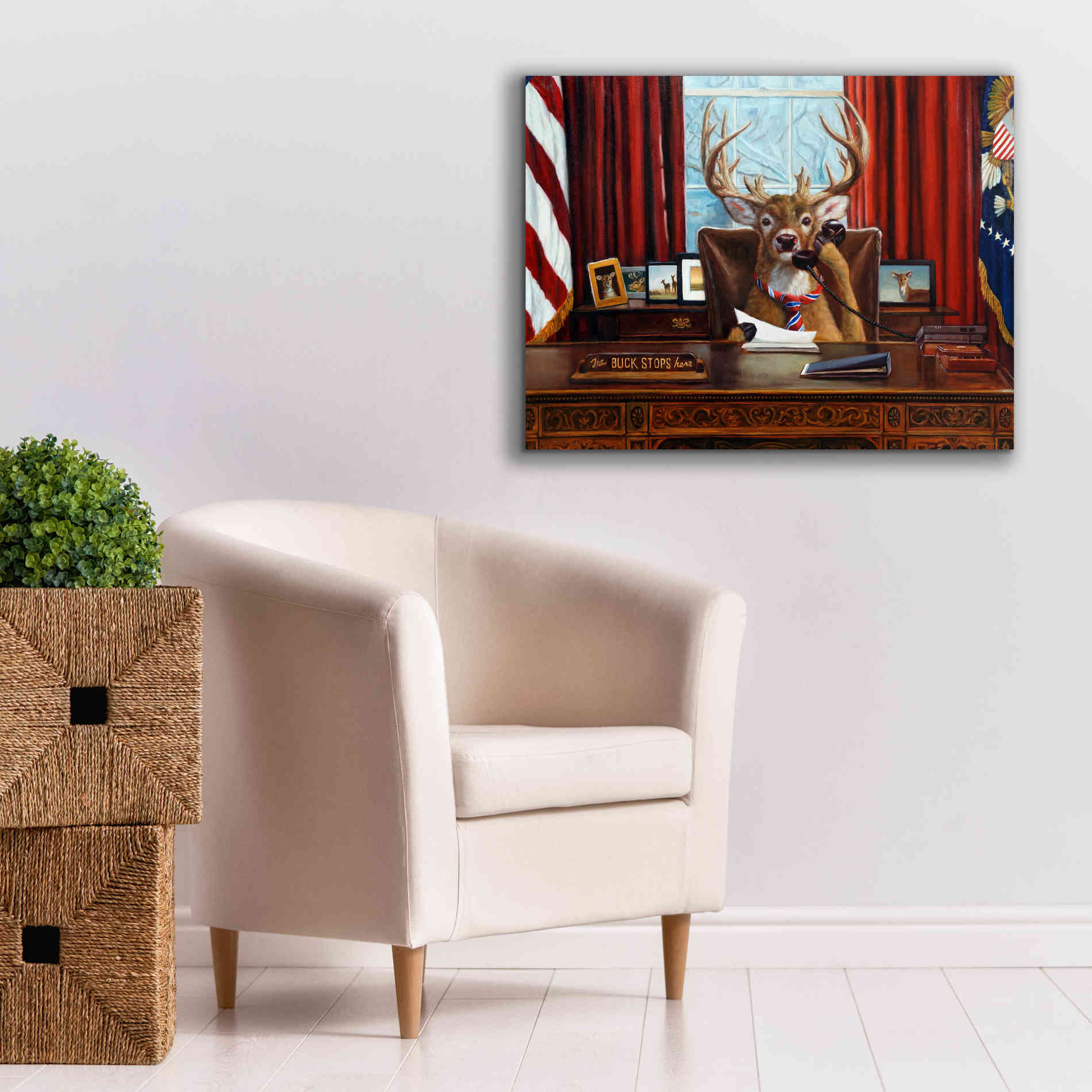 'The Buck Stops Here' by Lucia Heffernan, Canvas Wall Art,34x26