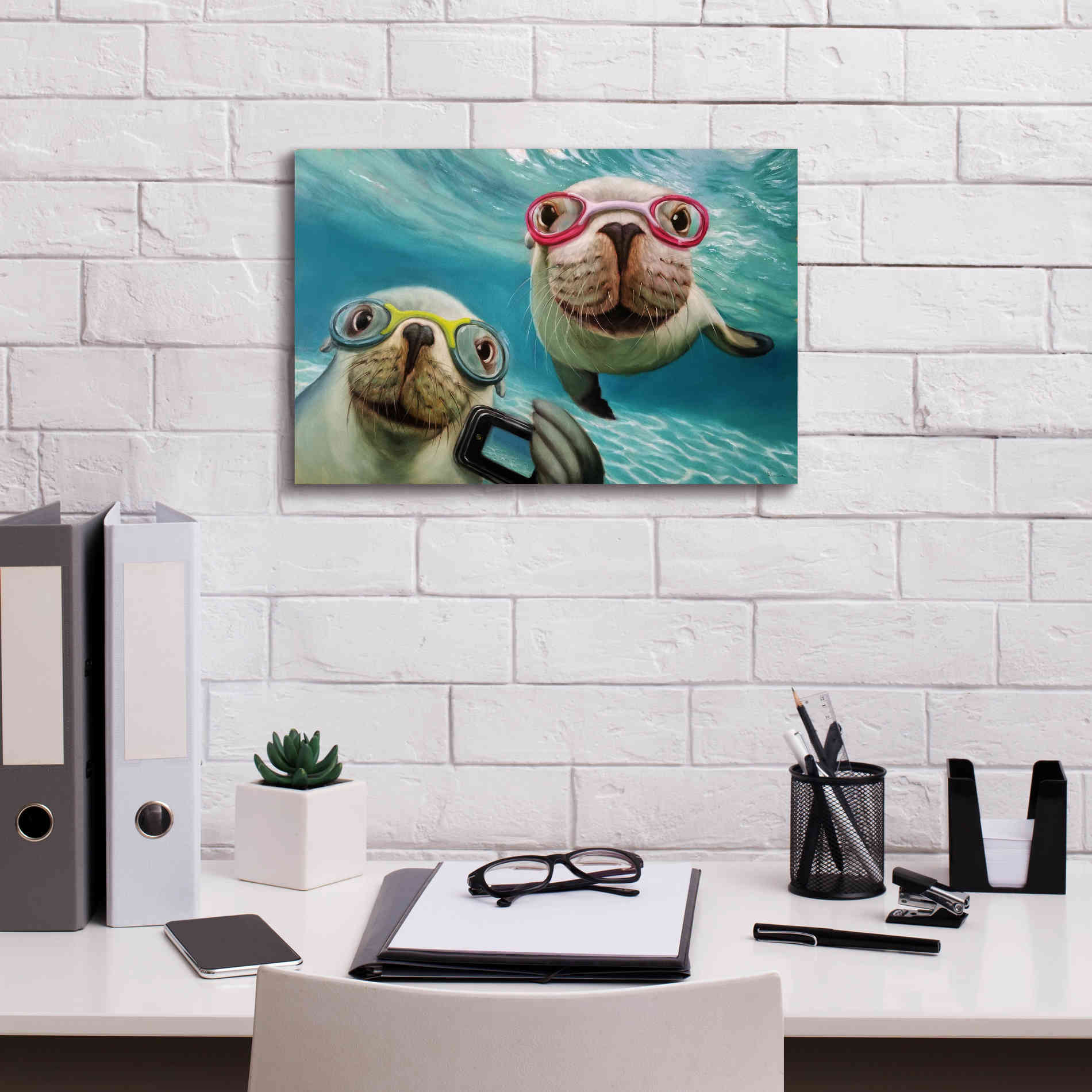 'Underwater Selfie' by Lucia Heffernan, Canvas Wall Art,18x12
