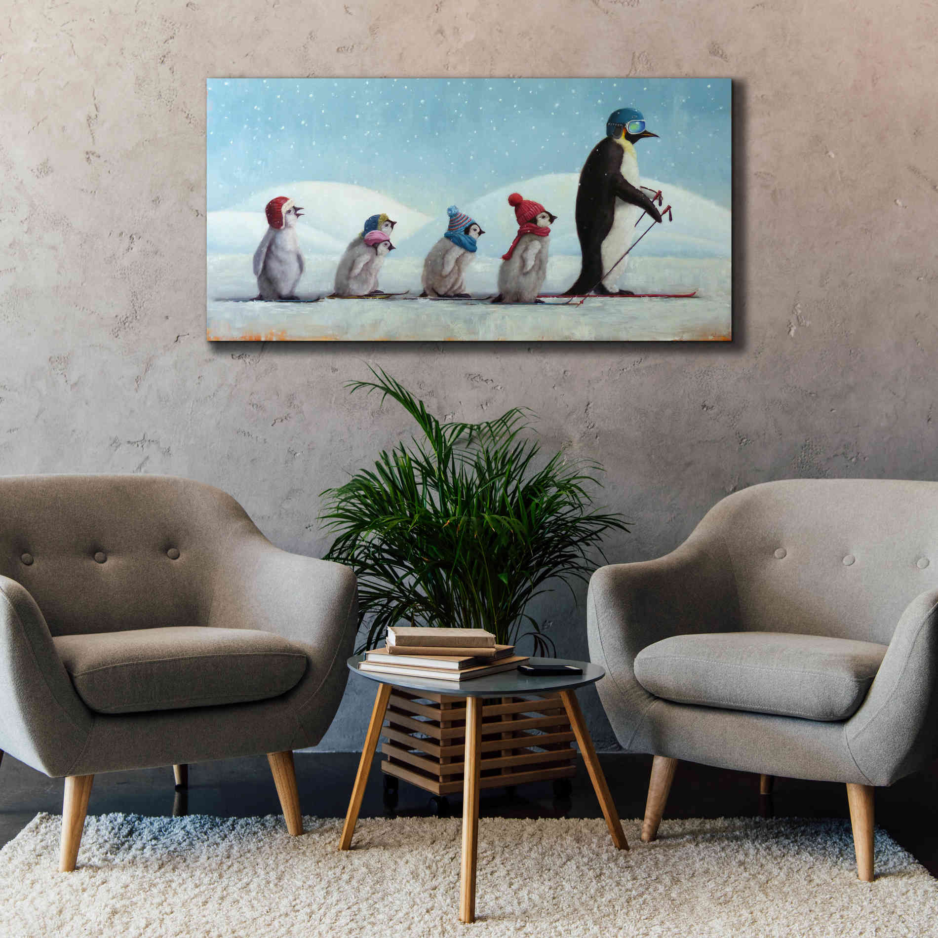 'Ski School' by Lucia Heffernan, Canvas Wall Art,60x30