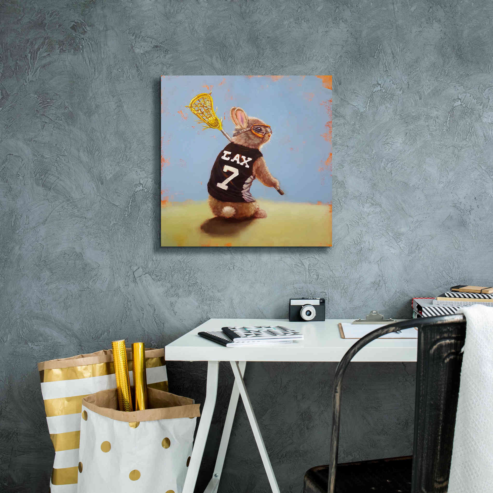 'Lax Bunny' by Lucia Heffernan, Canvas Wall Art,18x18