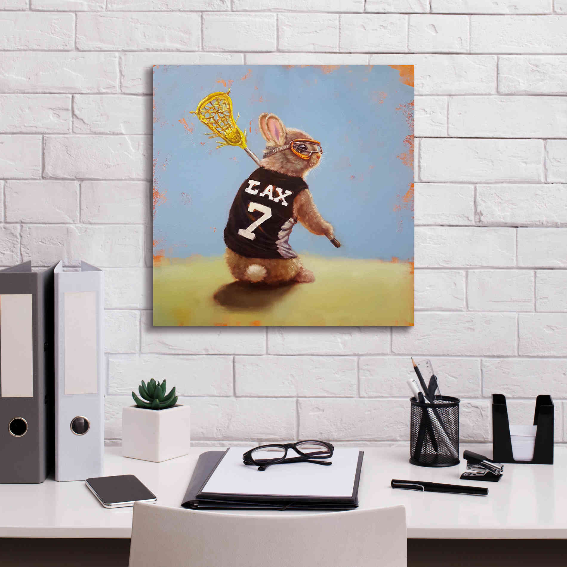 'Lax Bunny' by Lucia Heffernan, Canvas Wall Art,18x18