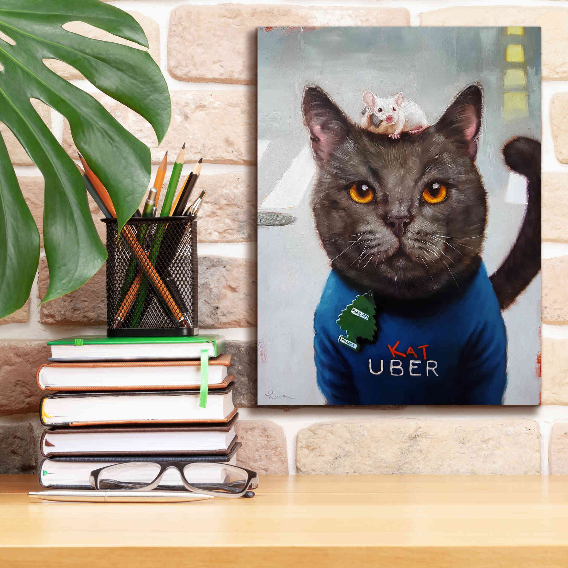'Cat Uber' by Lucia Heffernan, Canvas Wall Art,12x16