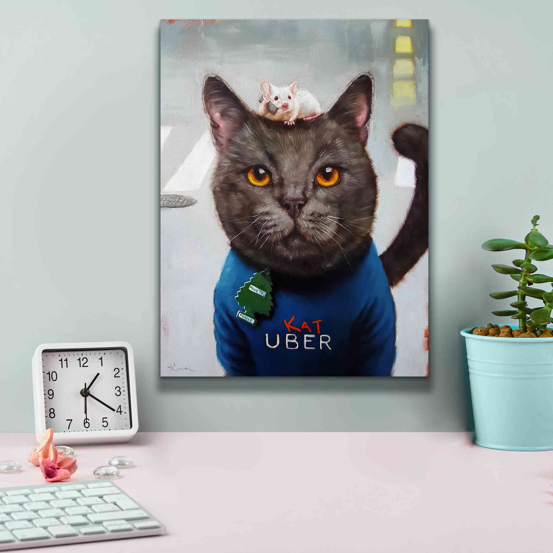 'Cat Uber' by Lucia Heffernan, Canvas Wall Art,12x16