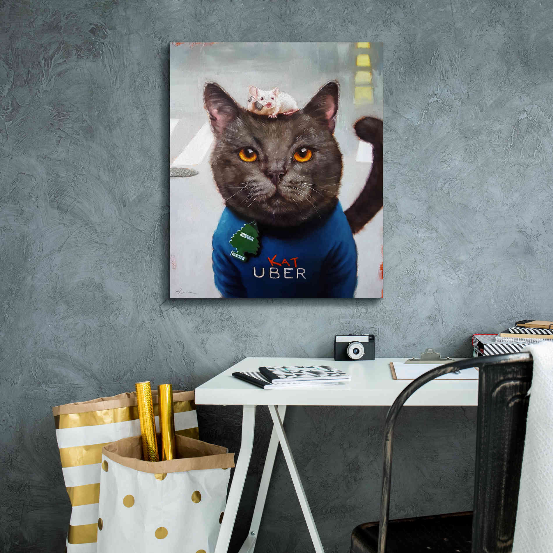 'Cat Uber' by Lucia Heffernan, Canvas Wall Art,20x24