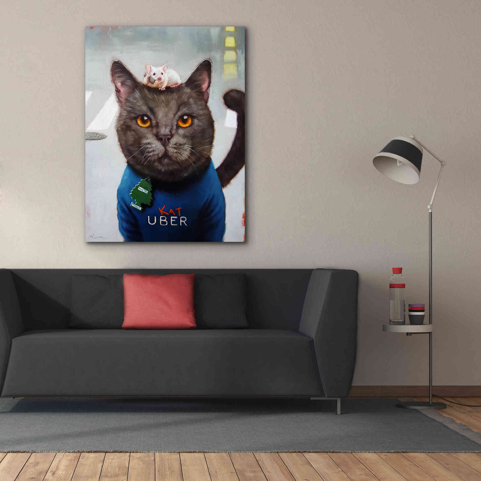 'Cat Uber' by Lucia Heffernan, Canvas Wall Art,40x54
