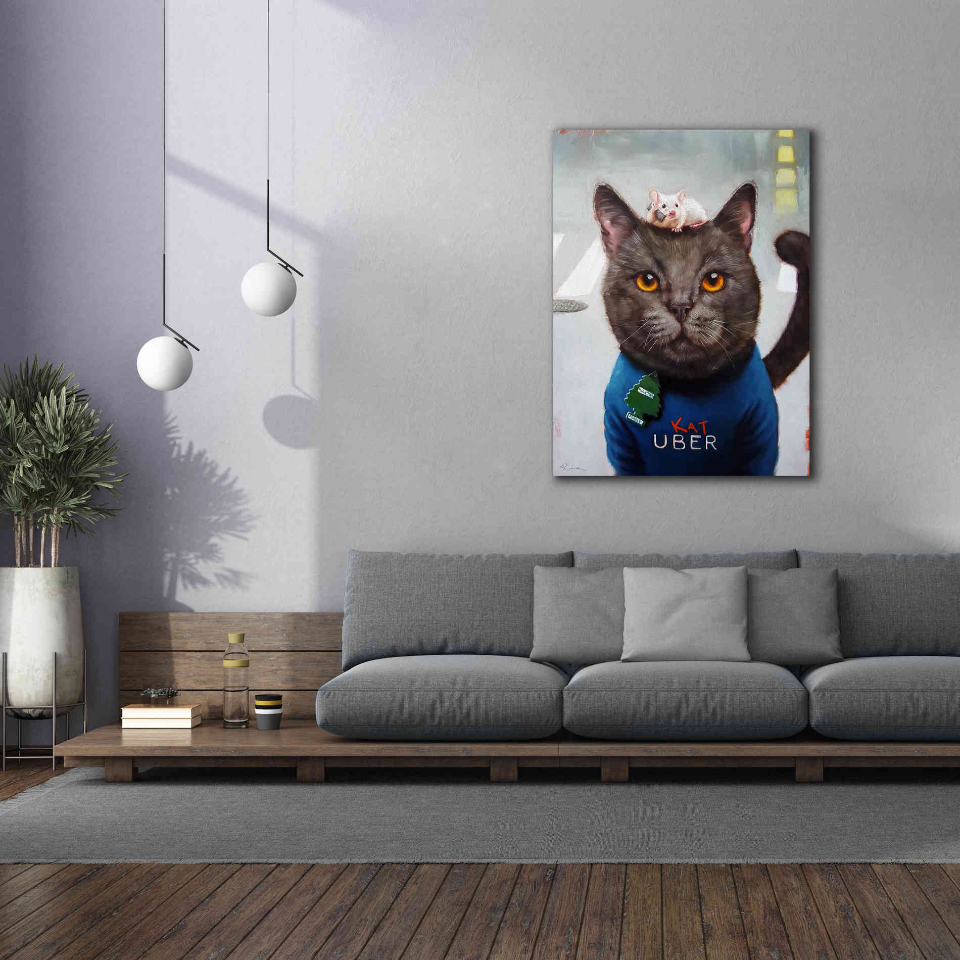 'Cat Uber' by Lucia Heffernan, Canvas Wall Art,40x54