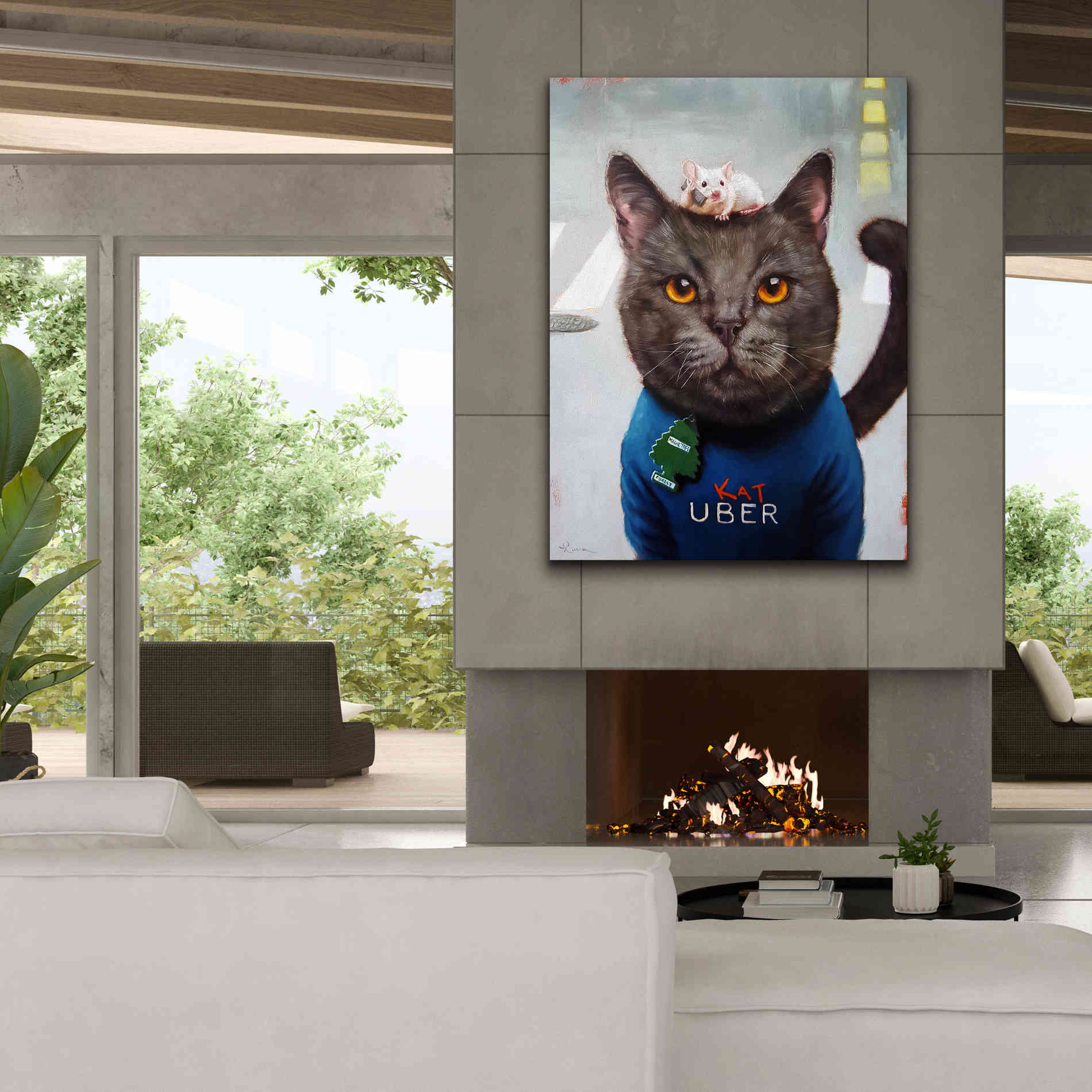 'Cat Uber' by Lucia Heffernan, Canvas Wall Art,40x54