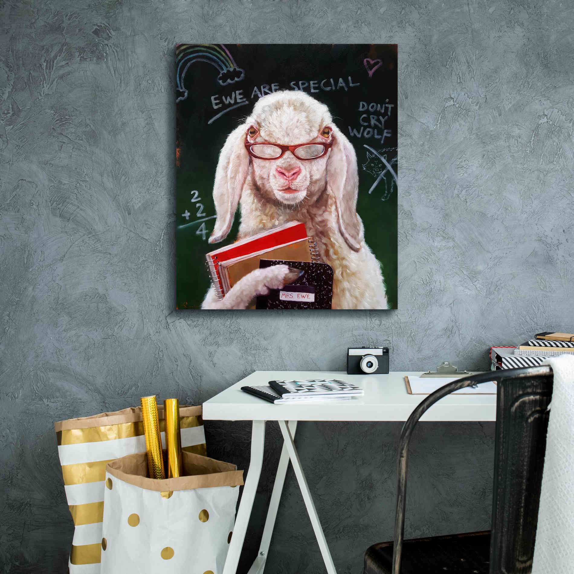 'Back to School - Mrs. Ewe' by Lucia Heffernan, Canvas Wall Art,20x24