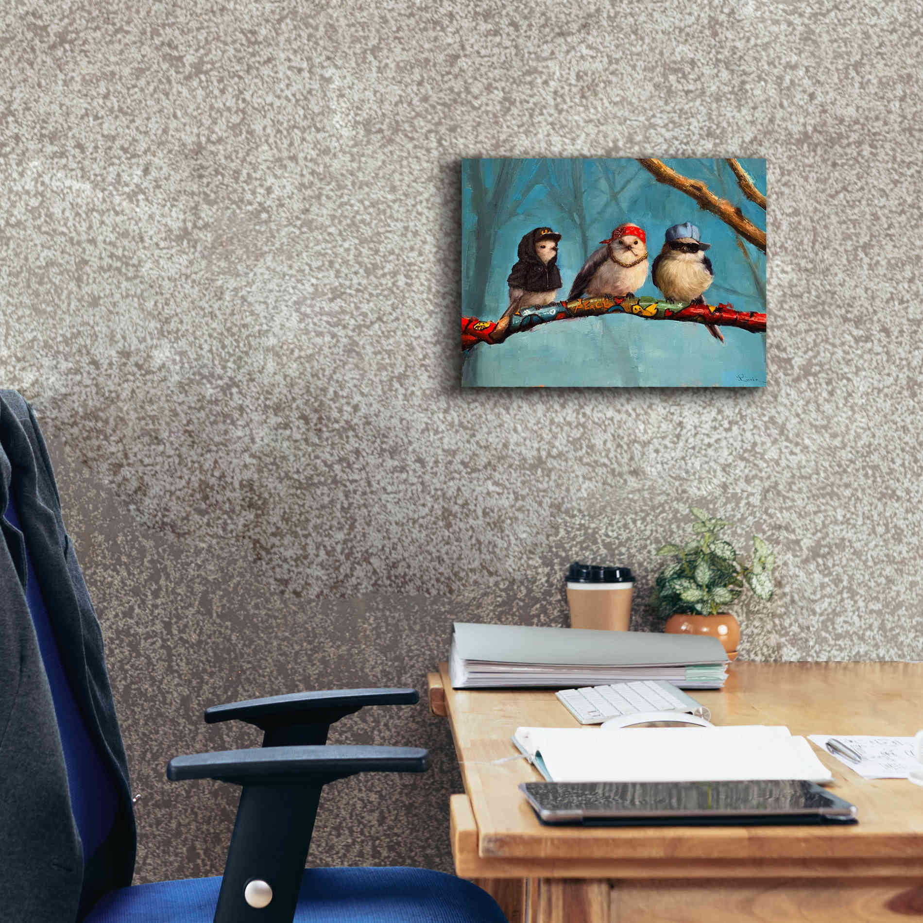 'Birdz In Da Hood' by Lucia Heffernan, Canvas Wall Art,16x12