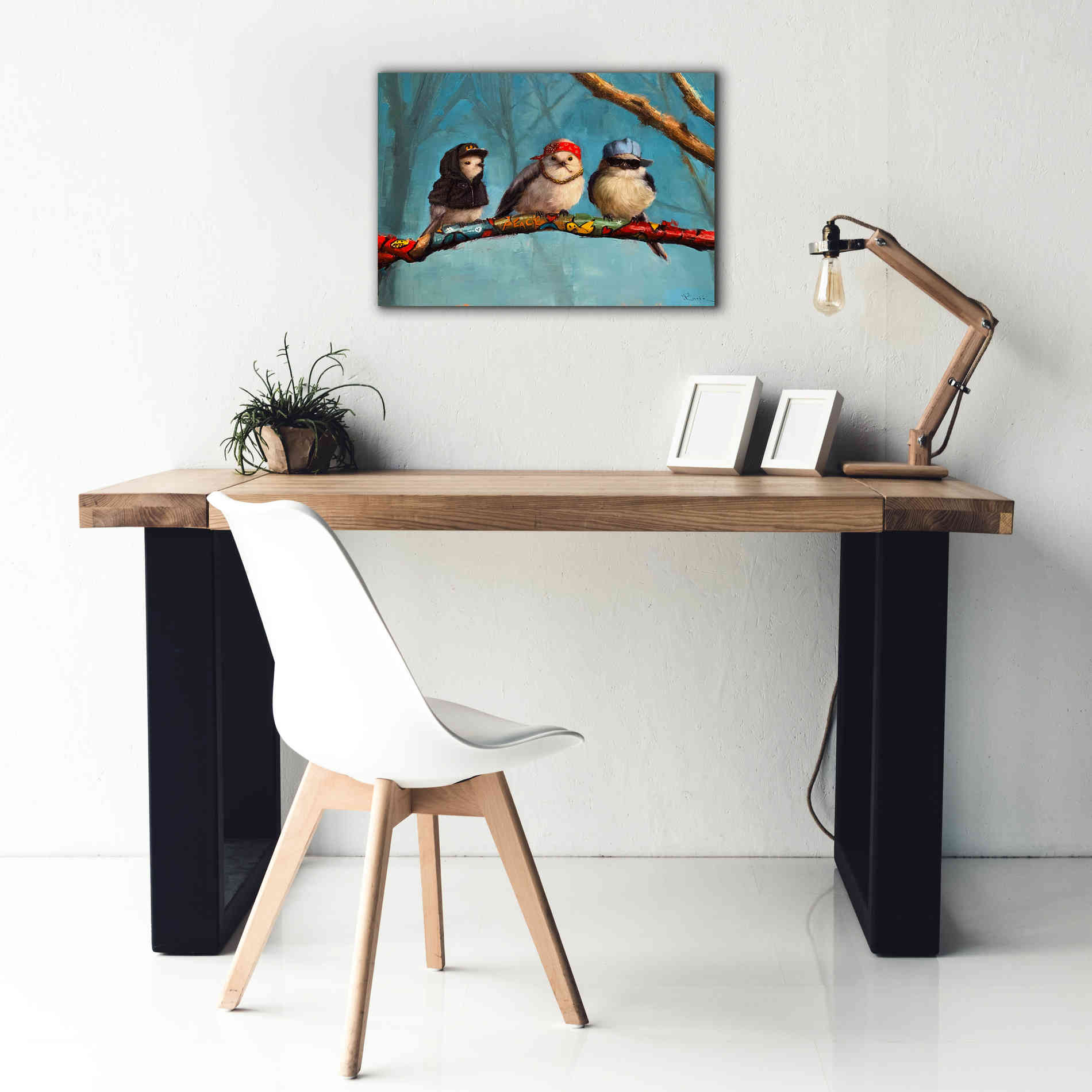 'Birdz In Da Hood' by Lucia Heffernan, Canvas Wall Art,26x18