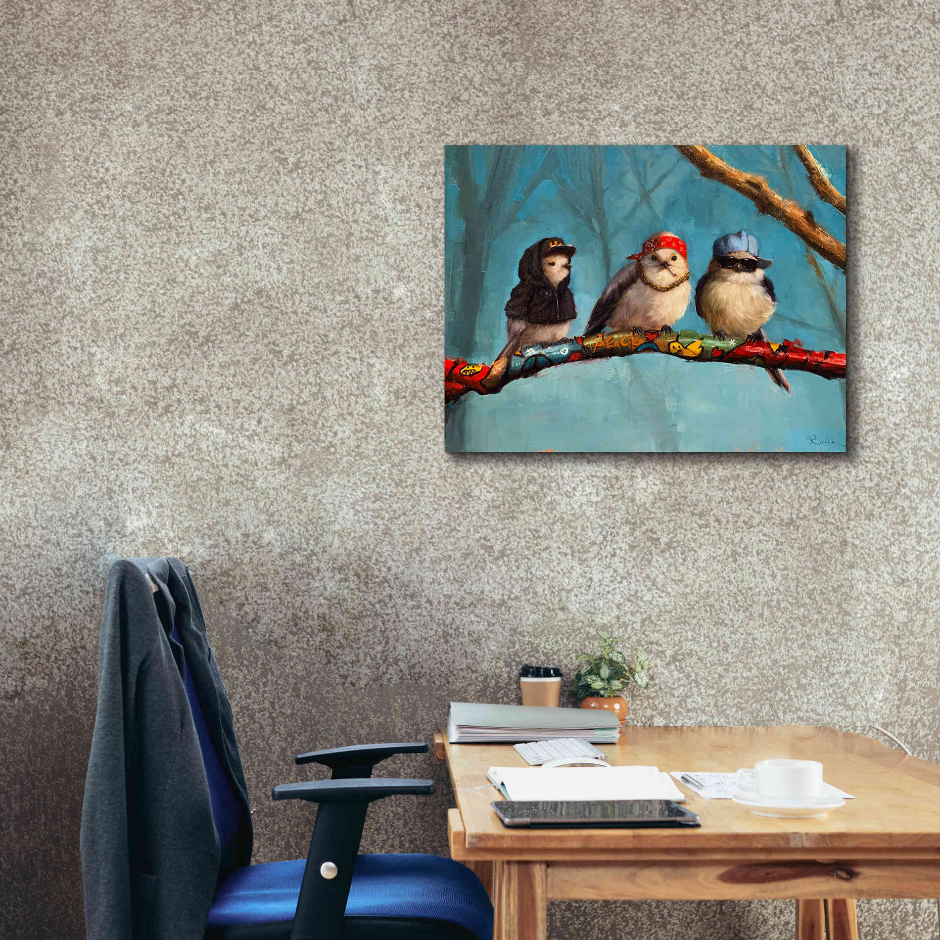 'Birdz In Da Hood' by Lucia Heffernan, Canvas Wall Art,34x26