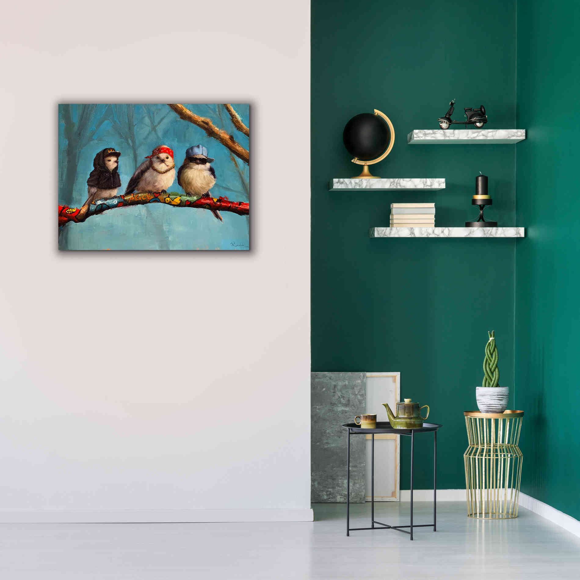 'Birdz In Da Hood' by Lucia Heffernan, Canvas Wall Art,34x26