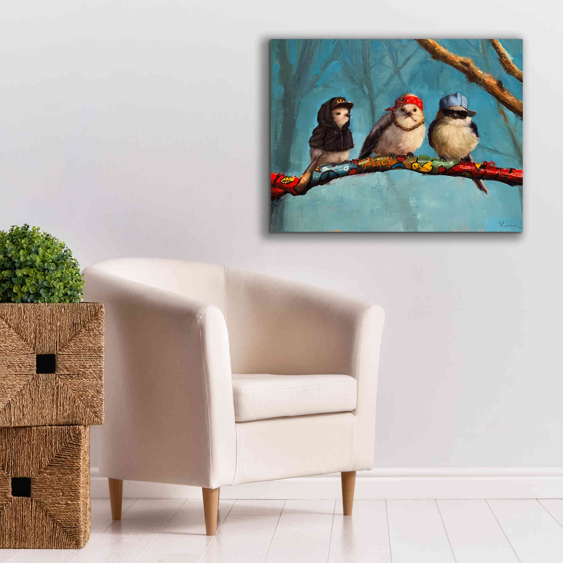 'Birdz In Da Hood' by Lucia Heffernan, Canvas Wall Art,34x26