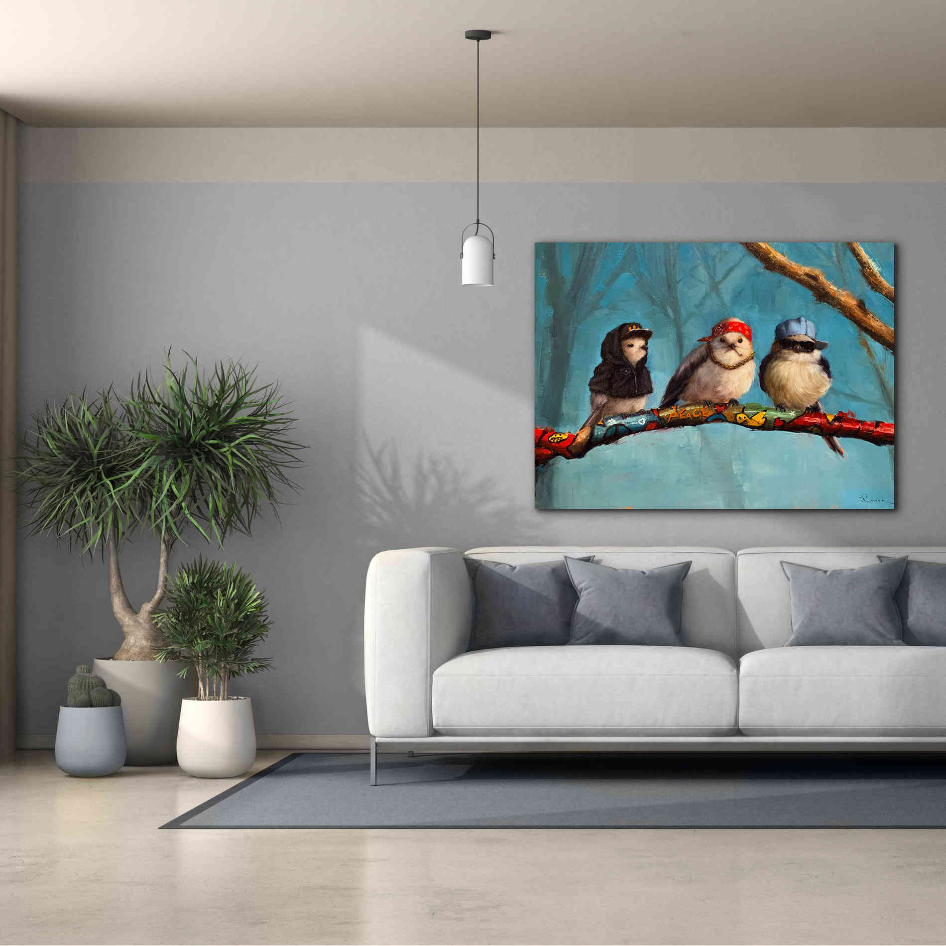 'Birdz In Da Hood' by Lucia Heffernan, Canvas Wall Art,54x40