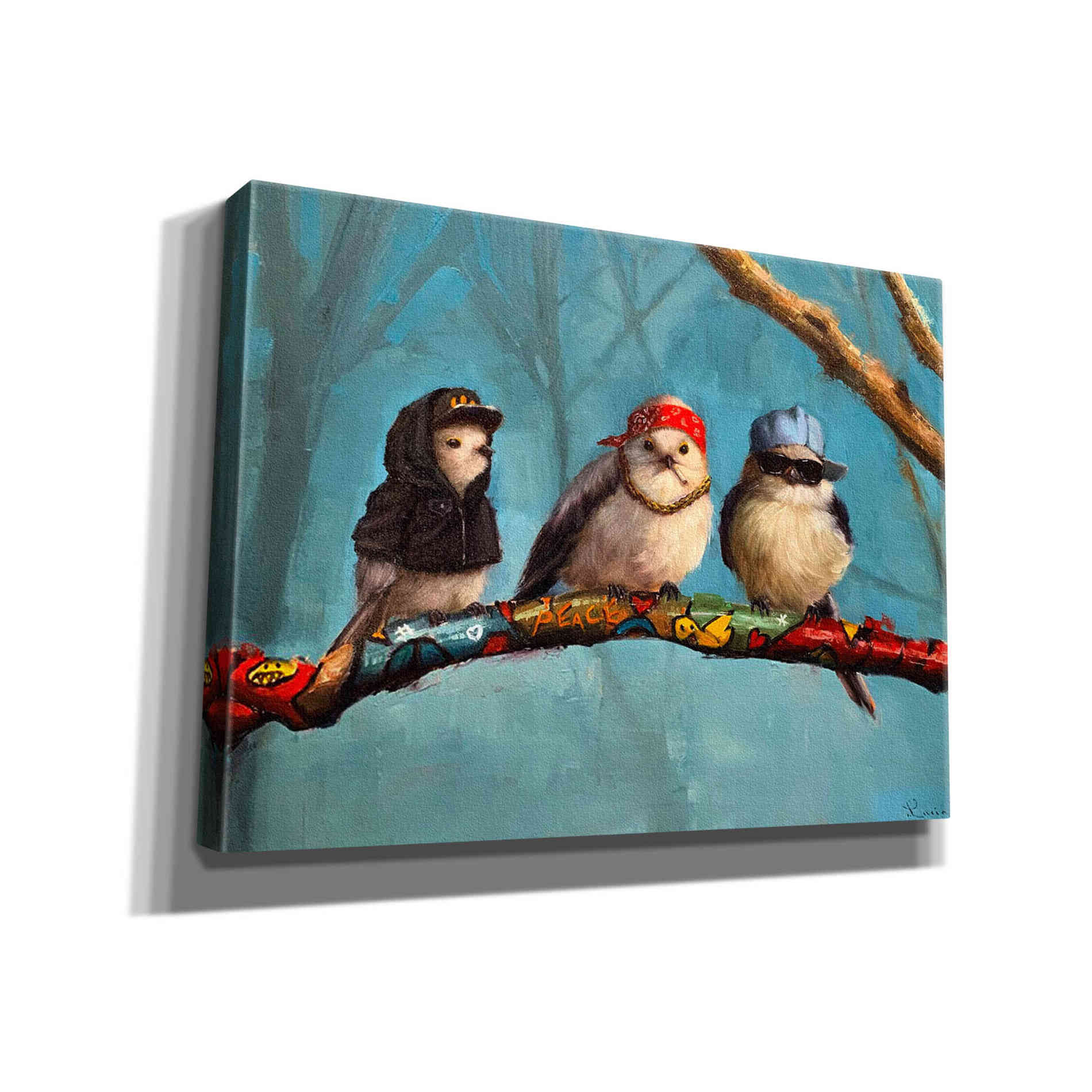 'Birdz In Da Hood' by Lucia Heffernan, Canvas Wall Art