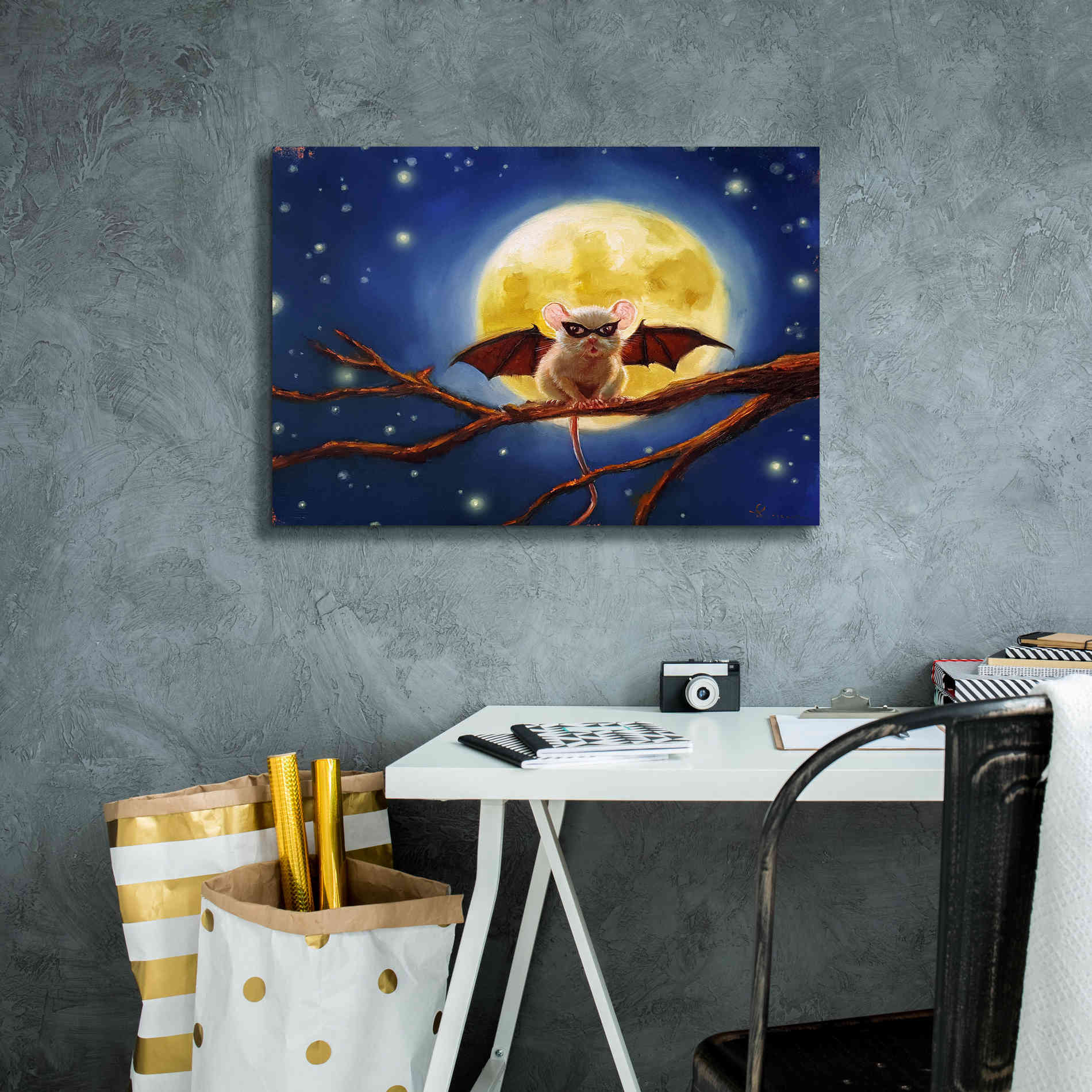 'Fledemaus' by Lucia Heffernan, Canvas Wall Art,26x18