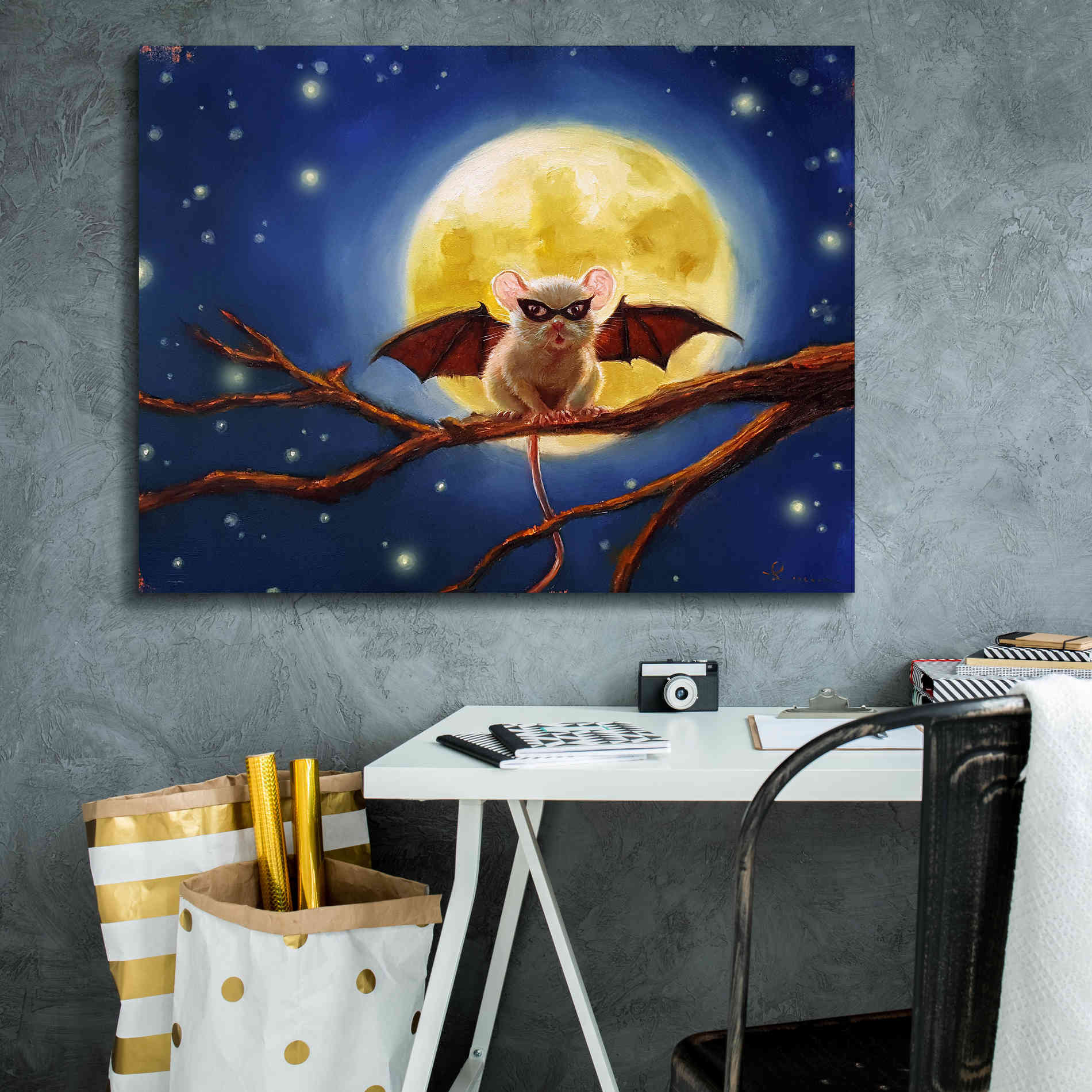 'Fledemaus' by Lucia Heffernan, Canvas Wall Art,34x26