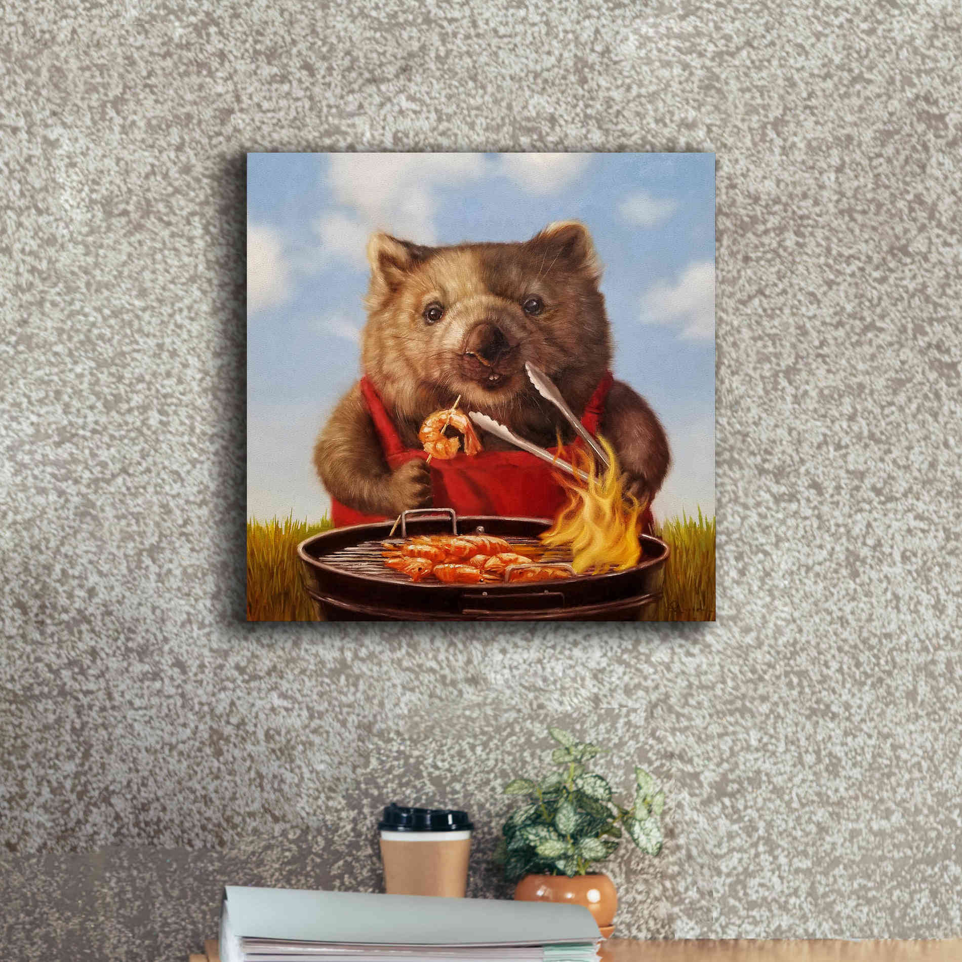 'Shrimp On The Barbie' by Lucia Heffernan, Canvas Wall Art,18x18