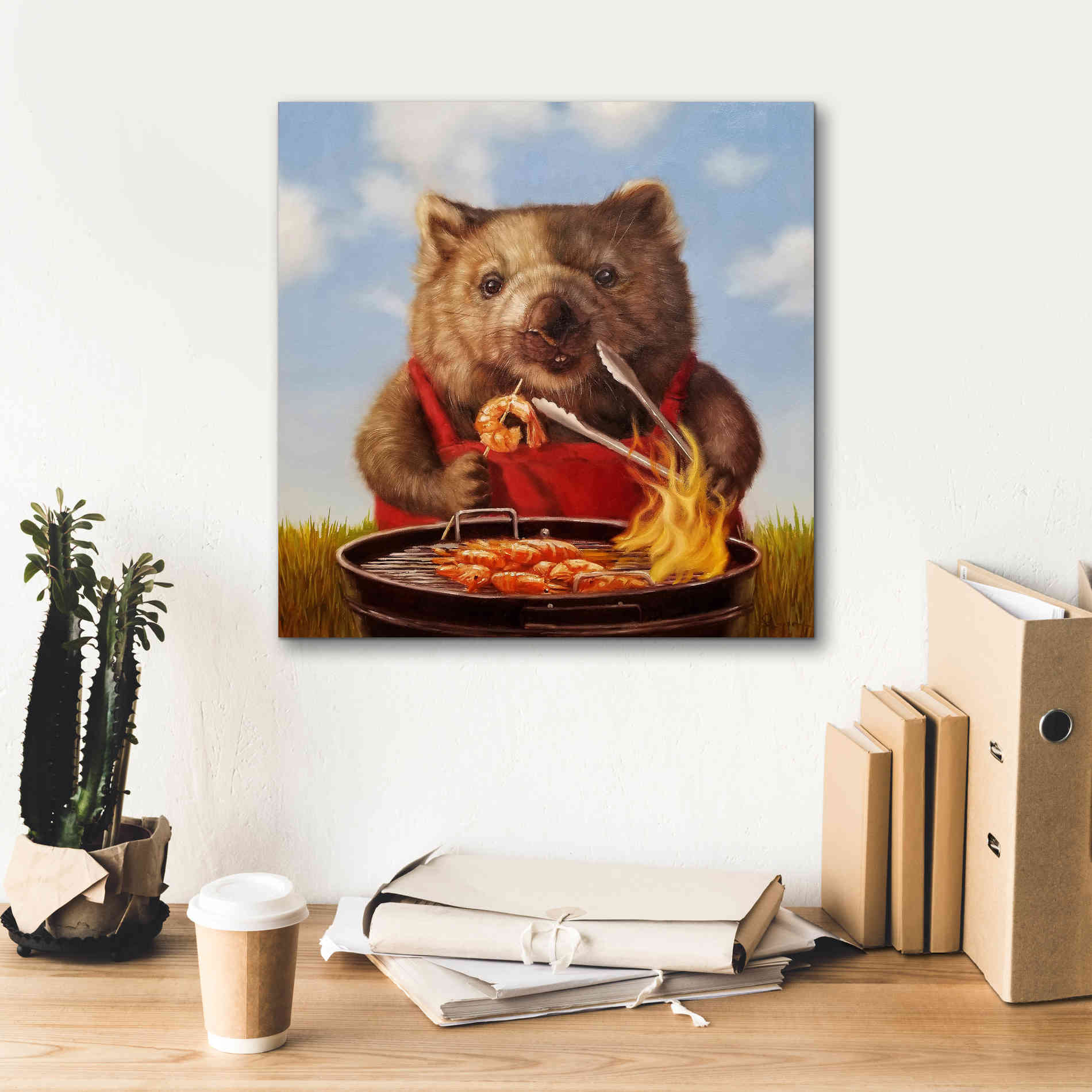 'Shrimp On The Barbie' by Lucia Heffernan, Canvas Wall Art,18x18