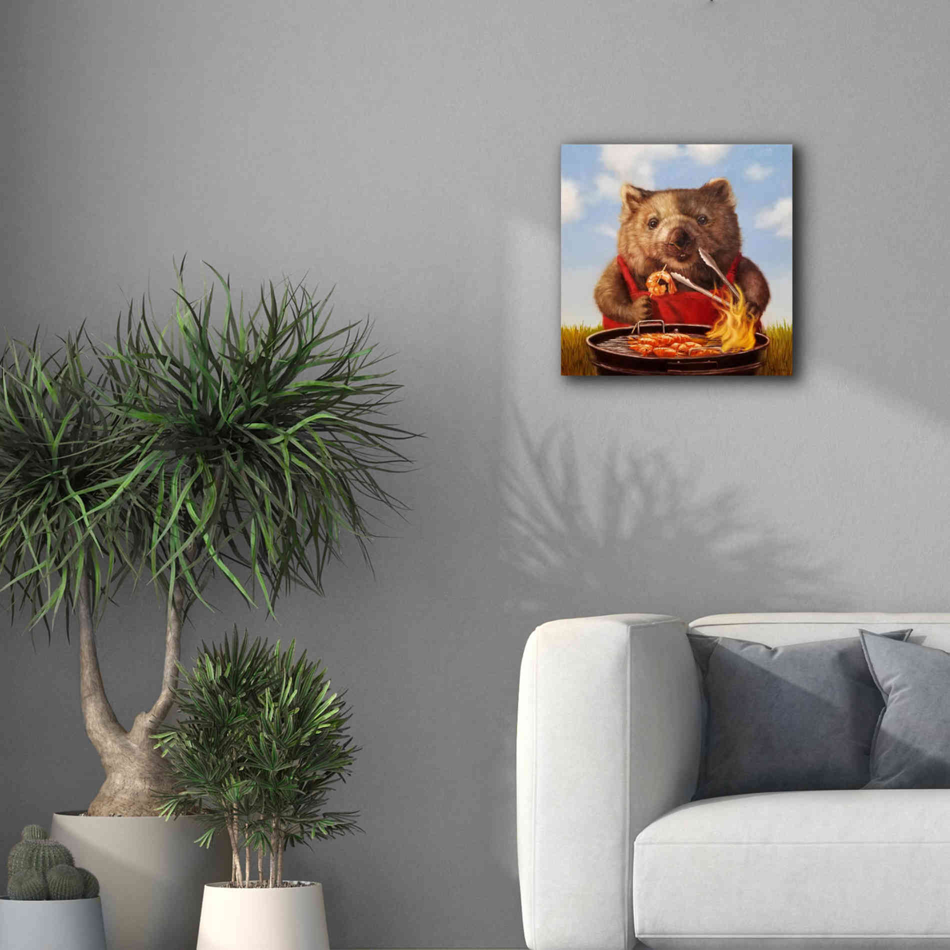 'Shrimp On The Barbie' by Lucia Heffernan, Canvas Wall Art,18x18