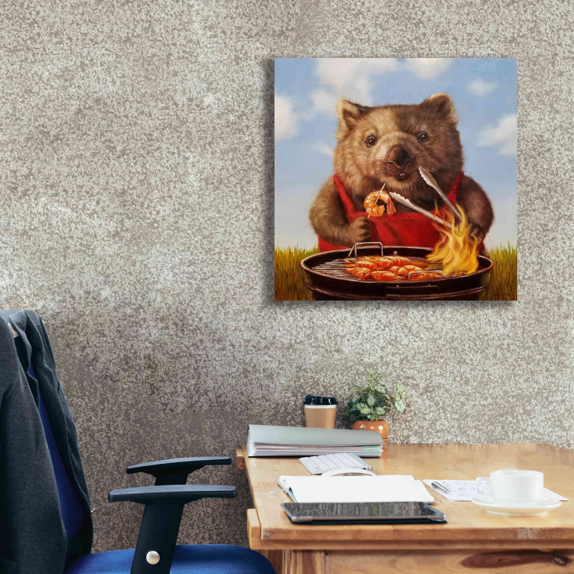 'Shrimp On The Barbie' by Lucia Heffernan, Canvas Wall Art,26x26