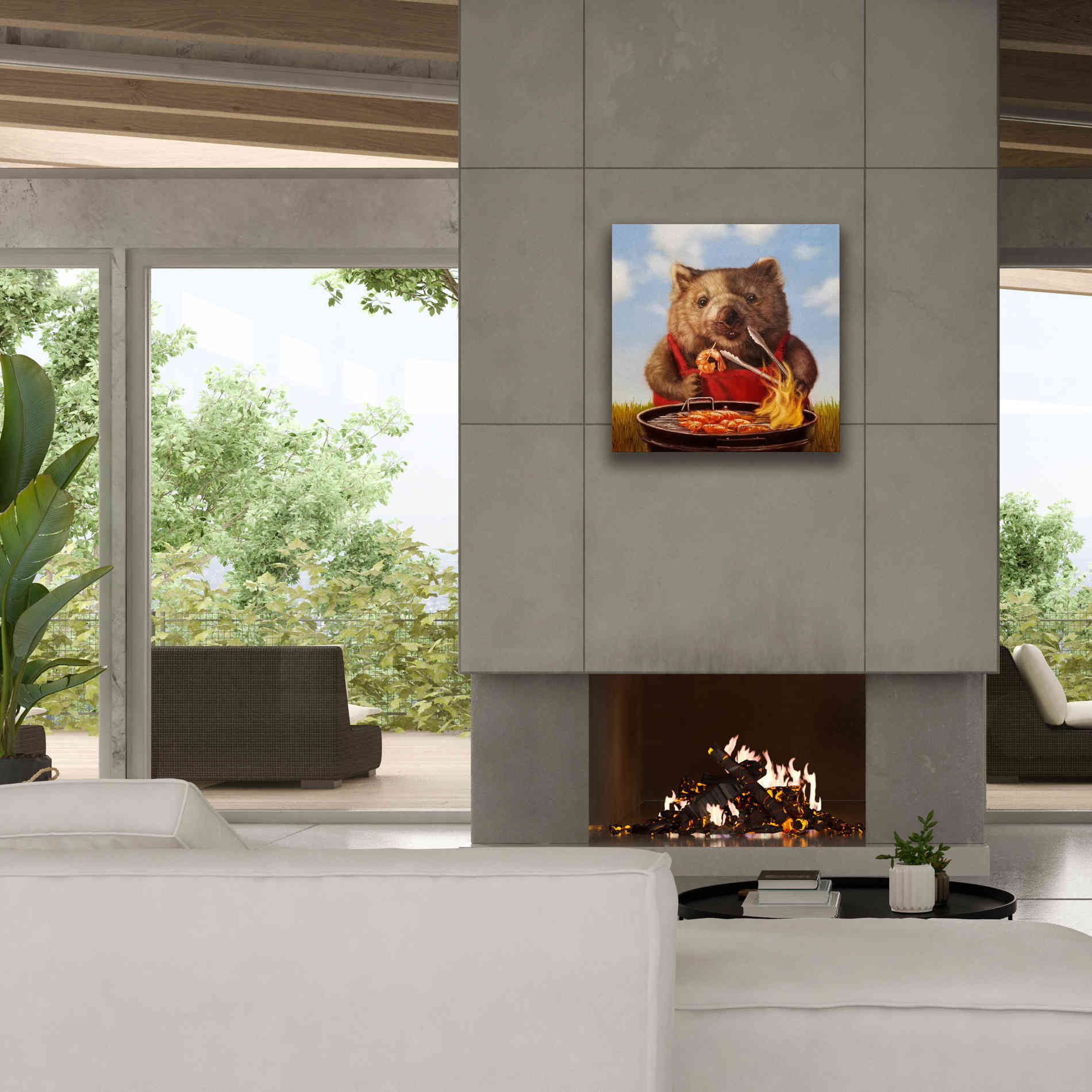 'Shrimp On The Barbie' by Lucia Heffernan, Canvas Wall Art,26x26