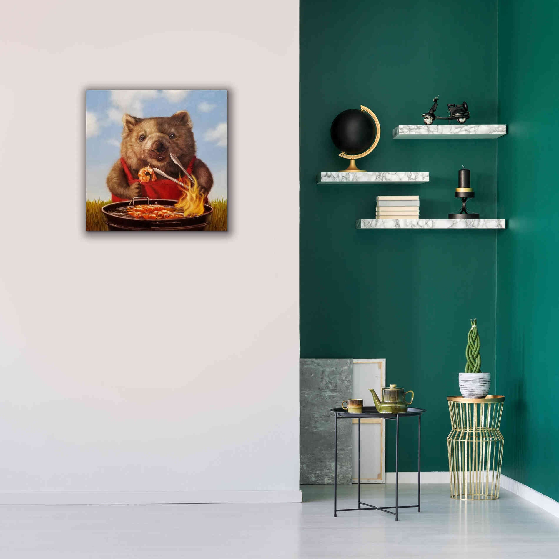 'Shrimp On The Barbie' by Lucia Heffernan, Canvas Wall Art,26x26