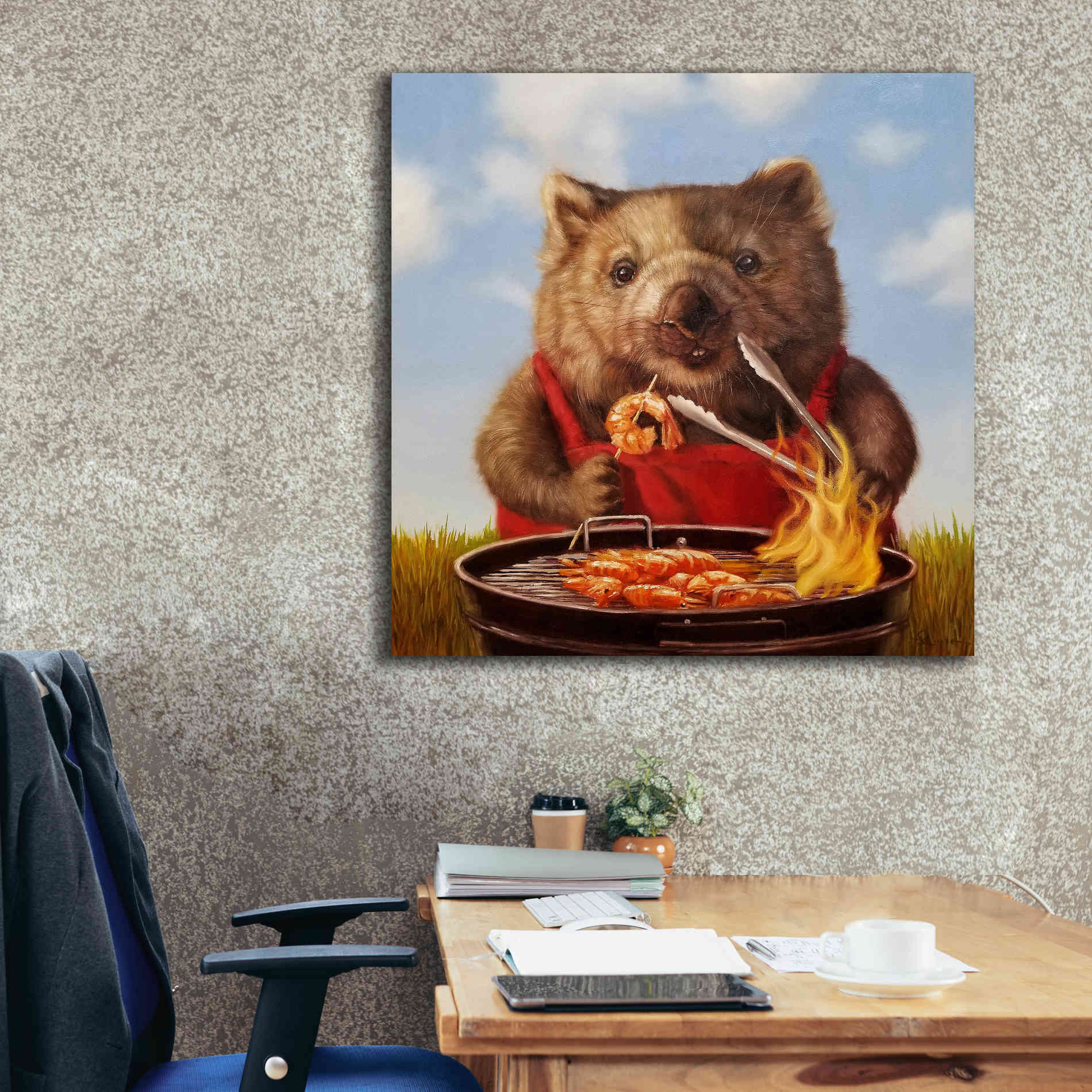 'Shrimp On The Barbie' by Lucia Heffernan, Canvas Wall Art,37x37