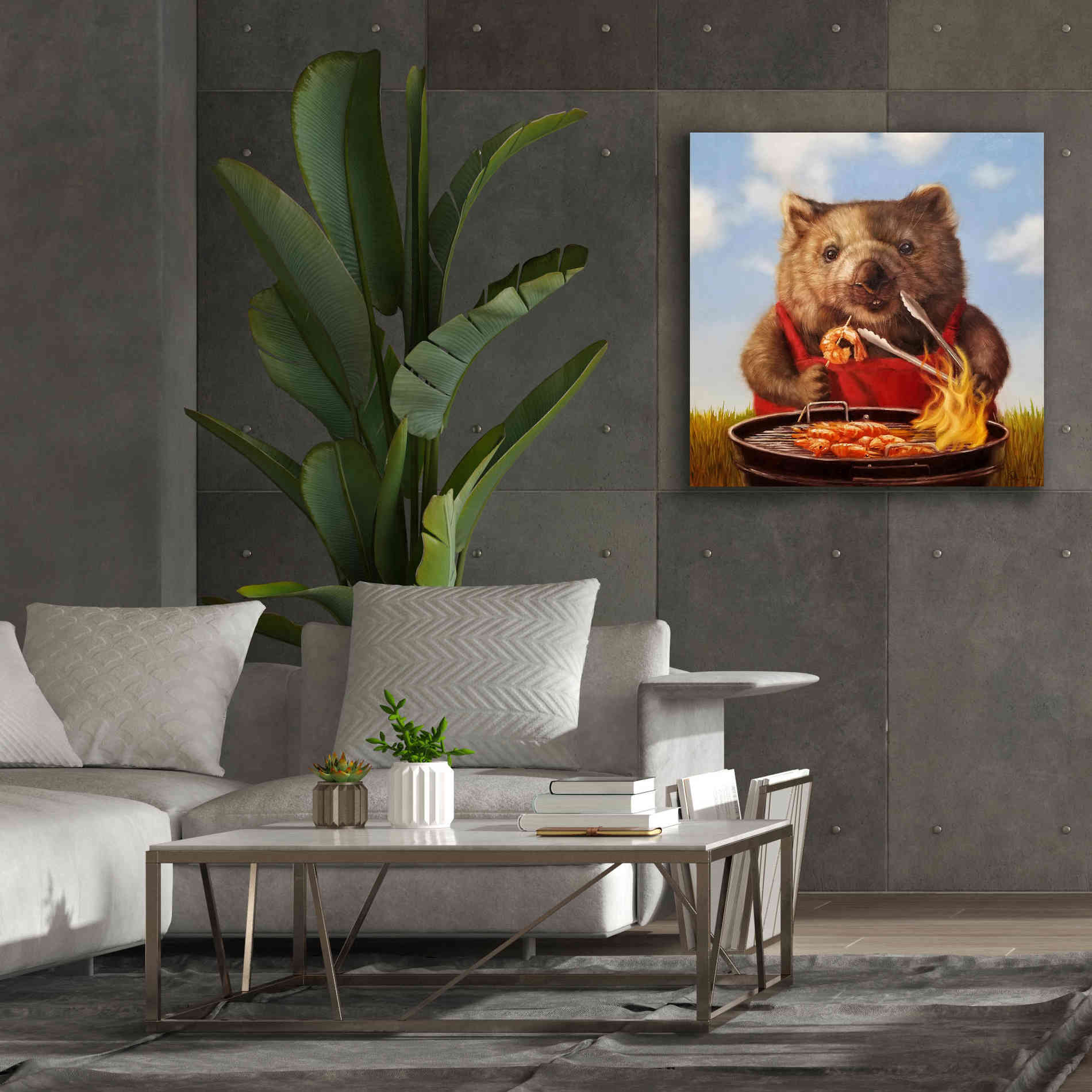 'Shrimp On The Barbie' by Lucia Heffernan, Canvas Wall Art,37x37