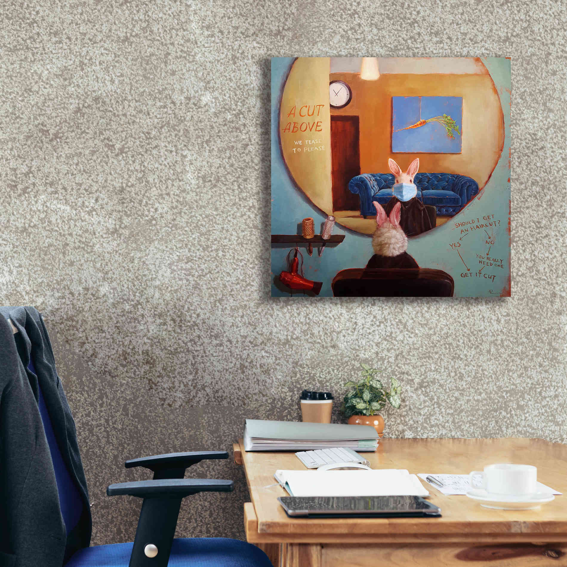 'Pandemic Haircut' by Lucia Heffernan, Canvas Wall Art,26x26