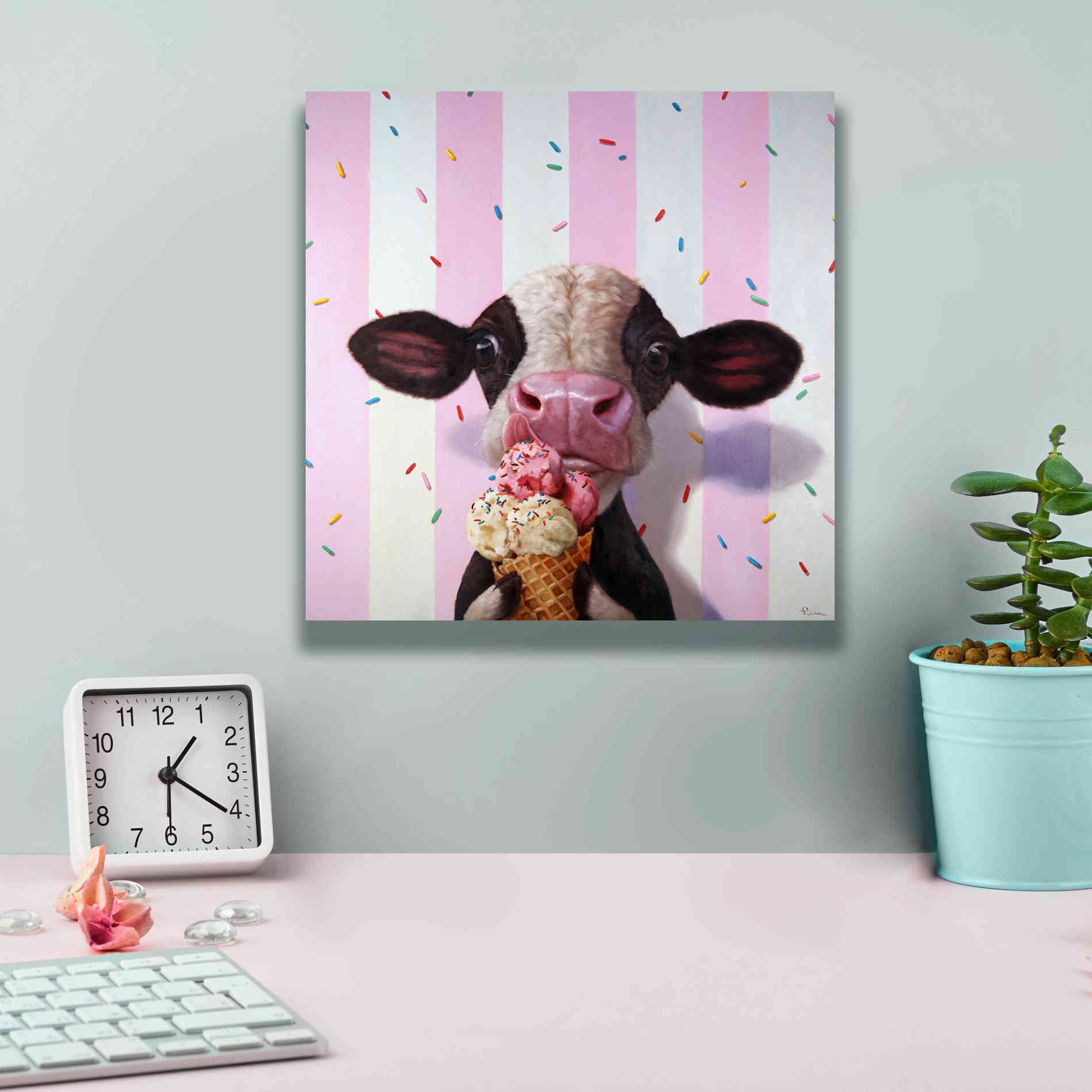 'Mooo-Licious' by Lucia Heffernan, Canvas Wall Art,12x12