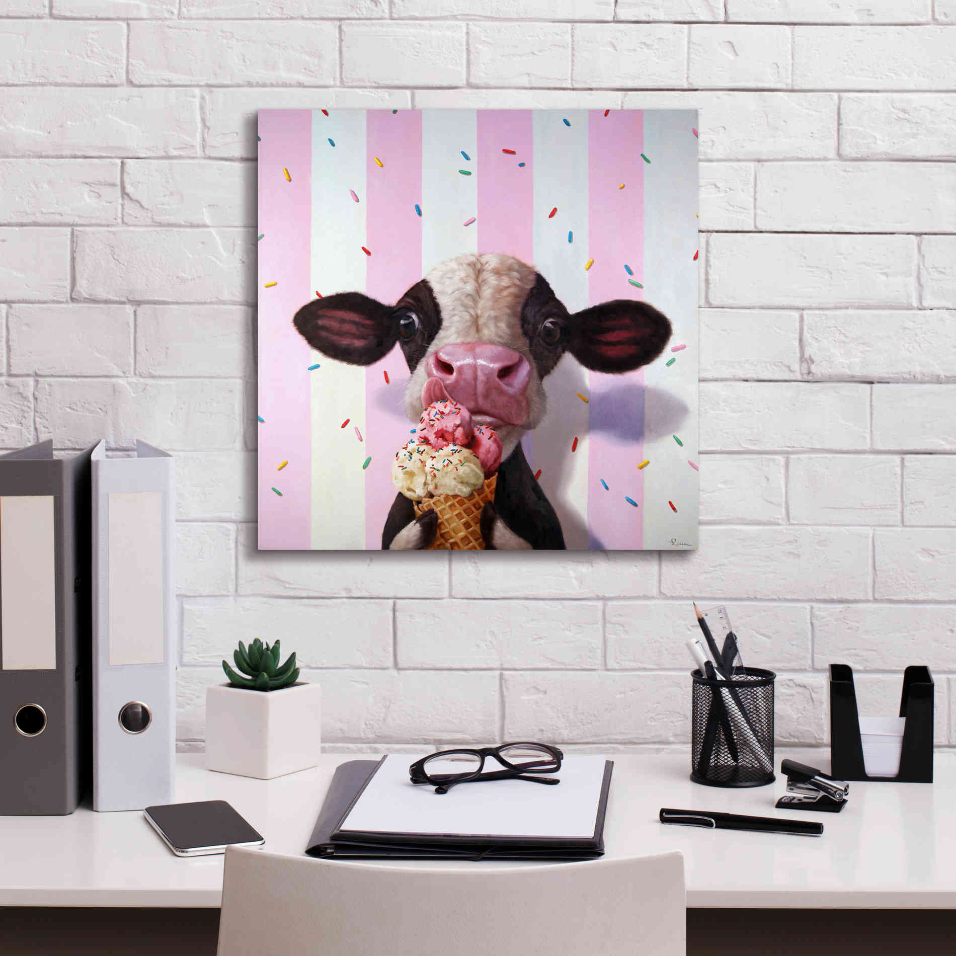 'Mooo-Licious' by Lucia Heffernan, Canvas Wall Art,18x18
