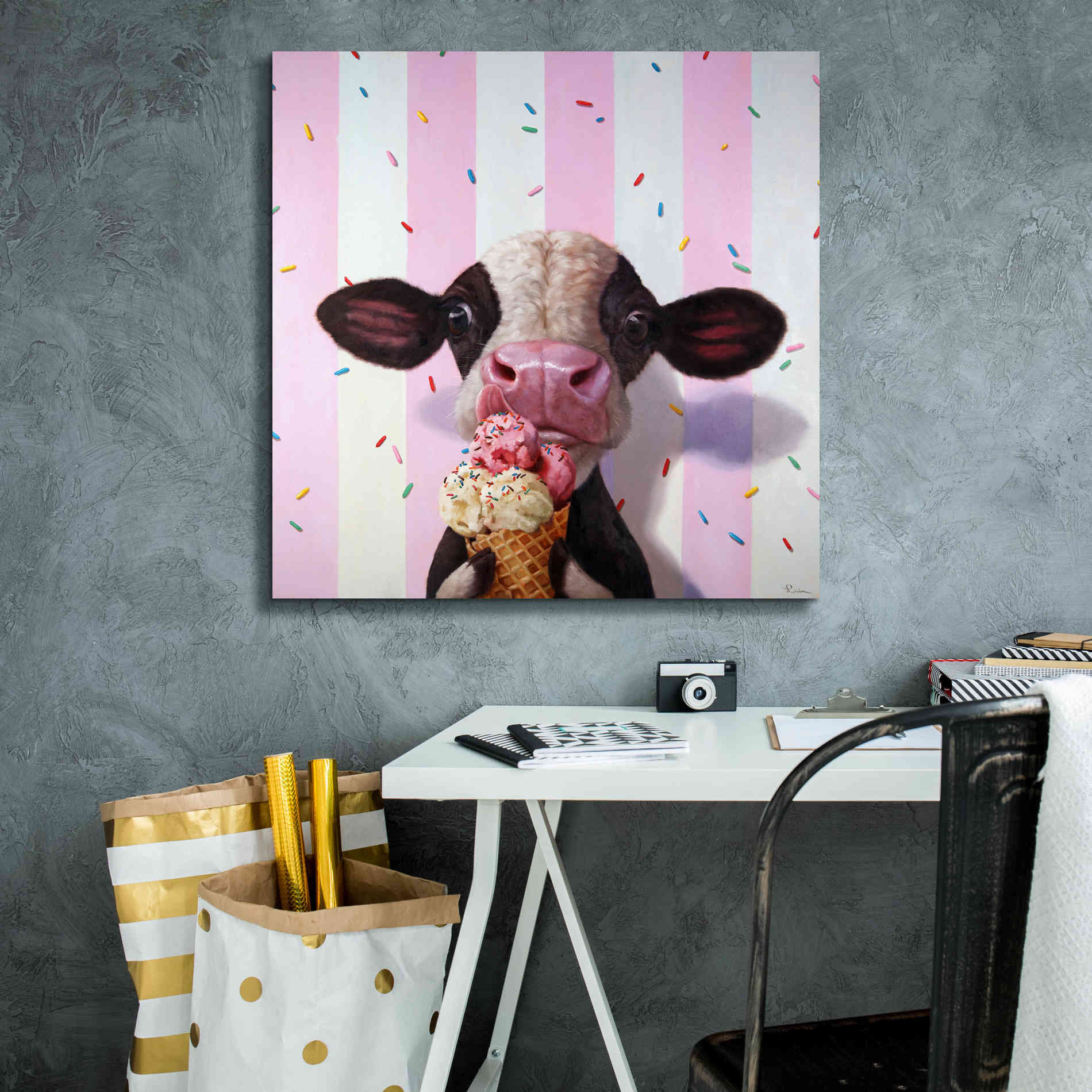 'Mooo-Licious' by Lucia Heffernan, Canvas Wall Art,26x26
