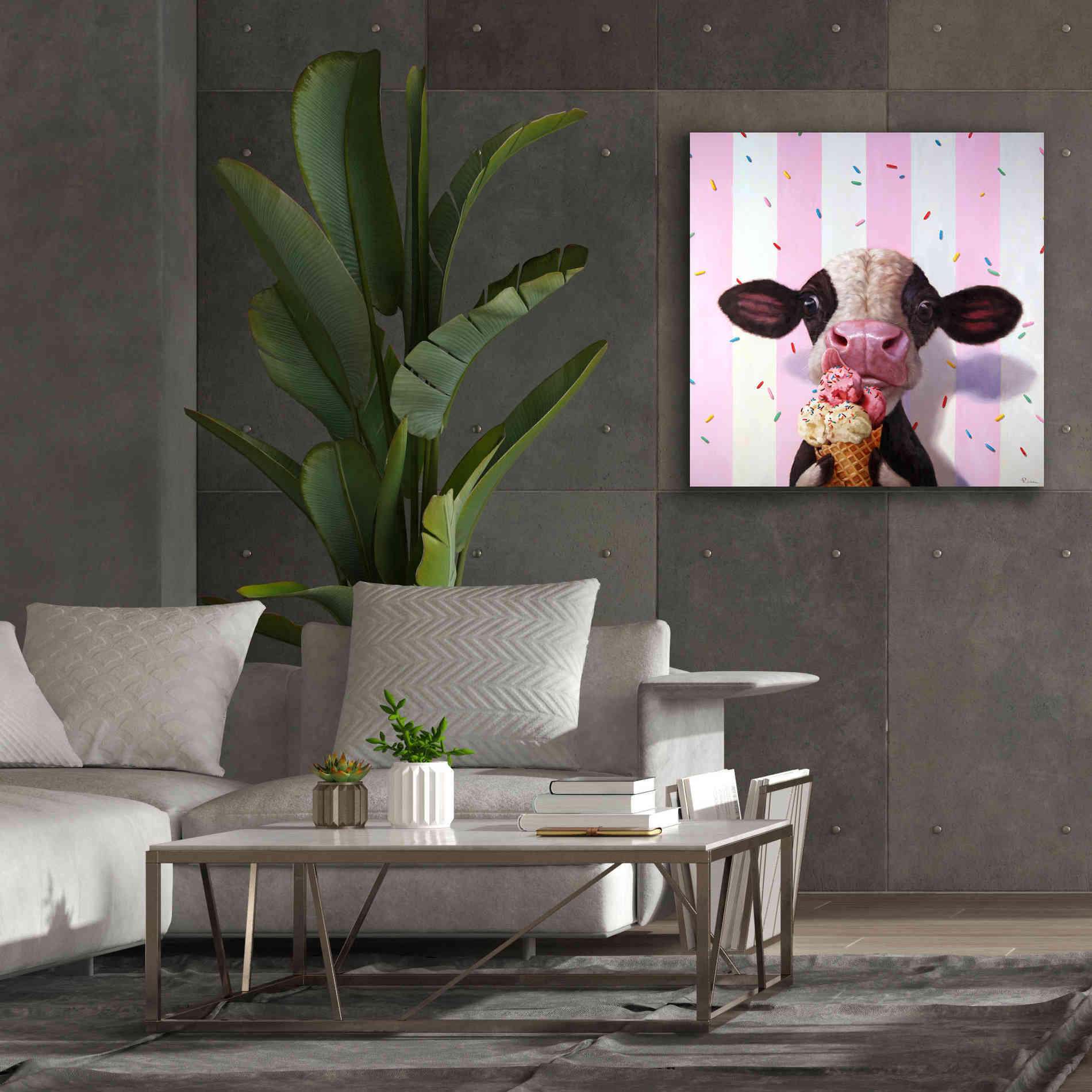 'Mooo-Licious' by Lucia Heffernan, Canvas Wall Art,37x37