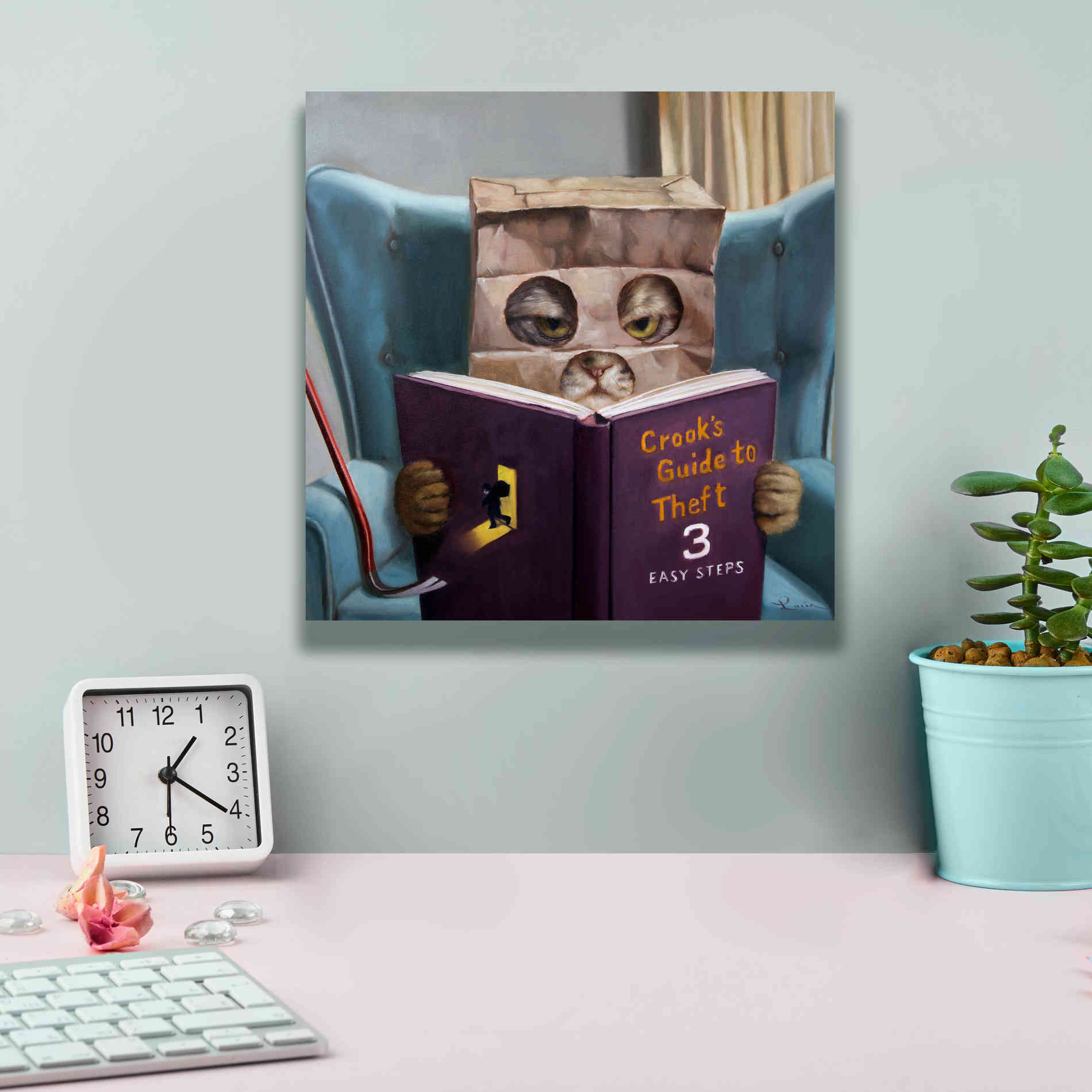 'Cat Burglar 2' by Lucia Heffernan, Canvas Wall Art,12x12