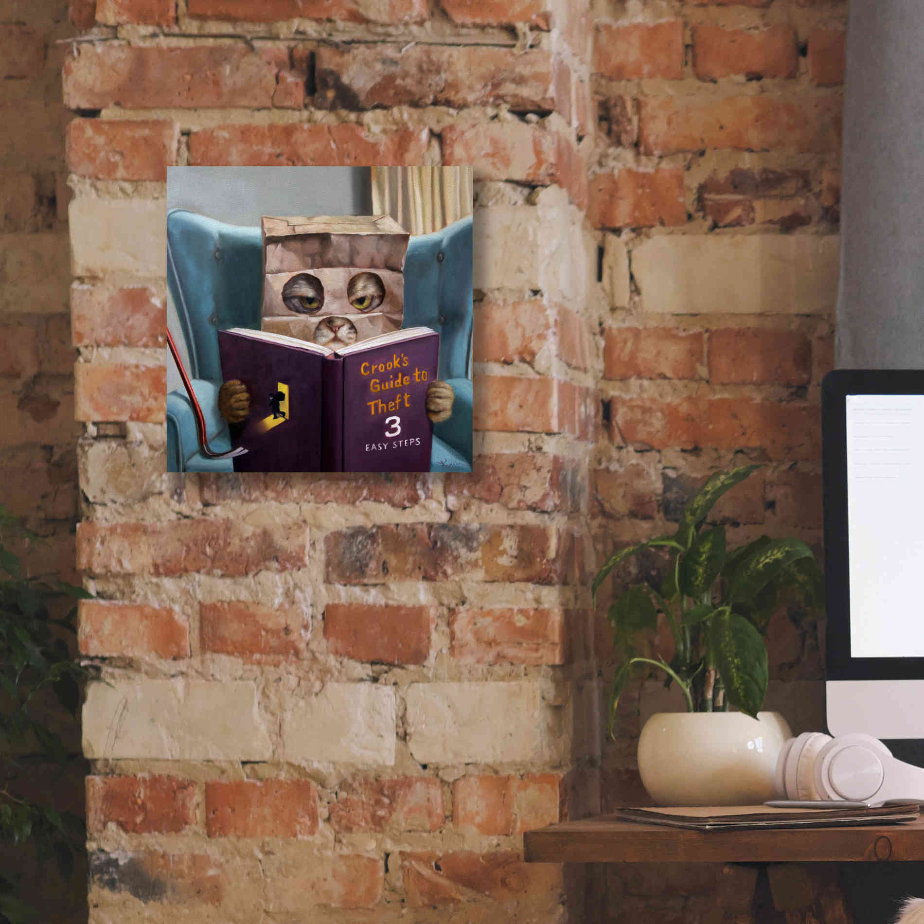 'Cat Burglar 2' by Lucia Heffernan, Canvas Wall Art,12x12