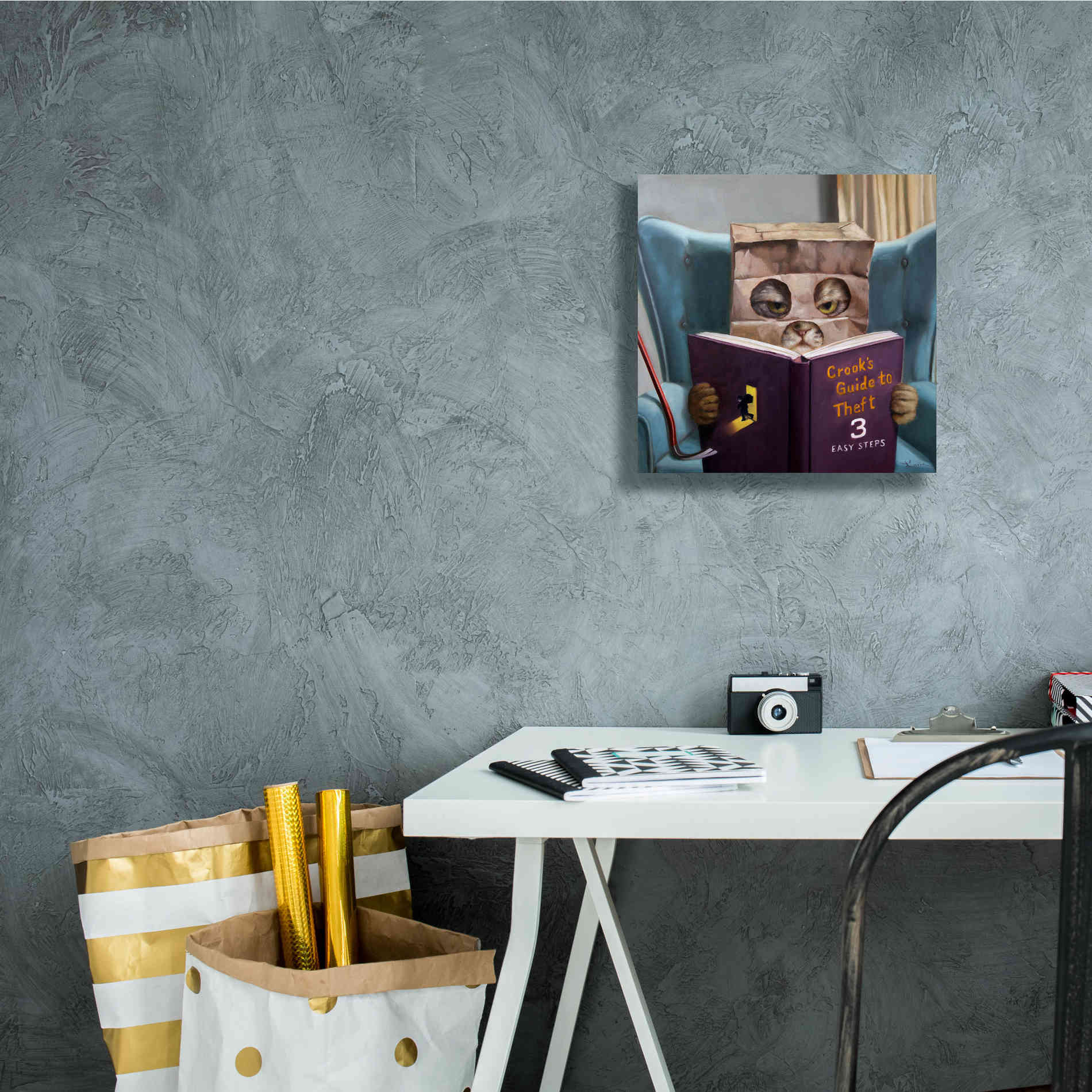 'Cat Burglar 2' by Lucia Heffernan, Canvas Wall Art,12x12