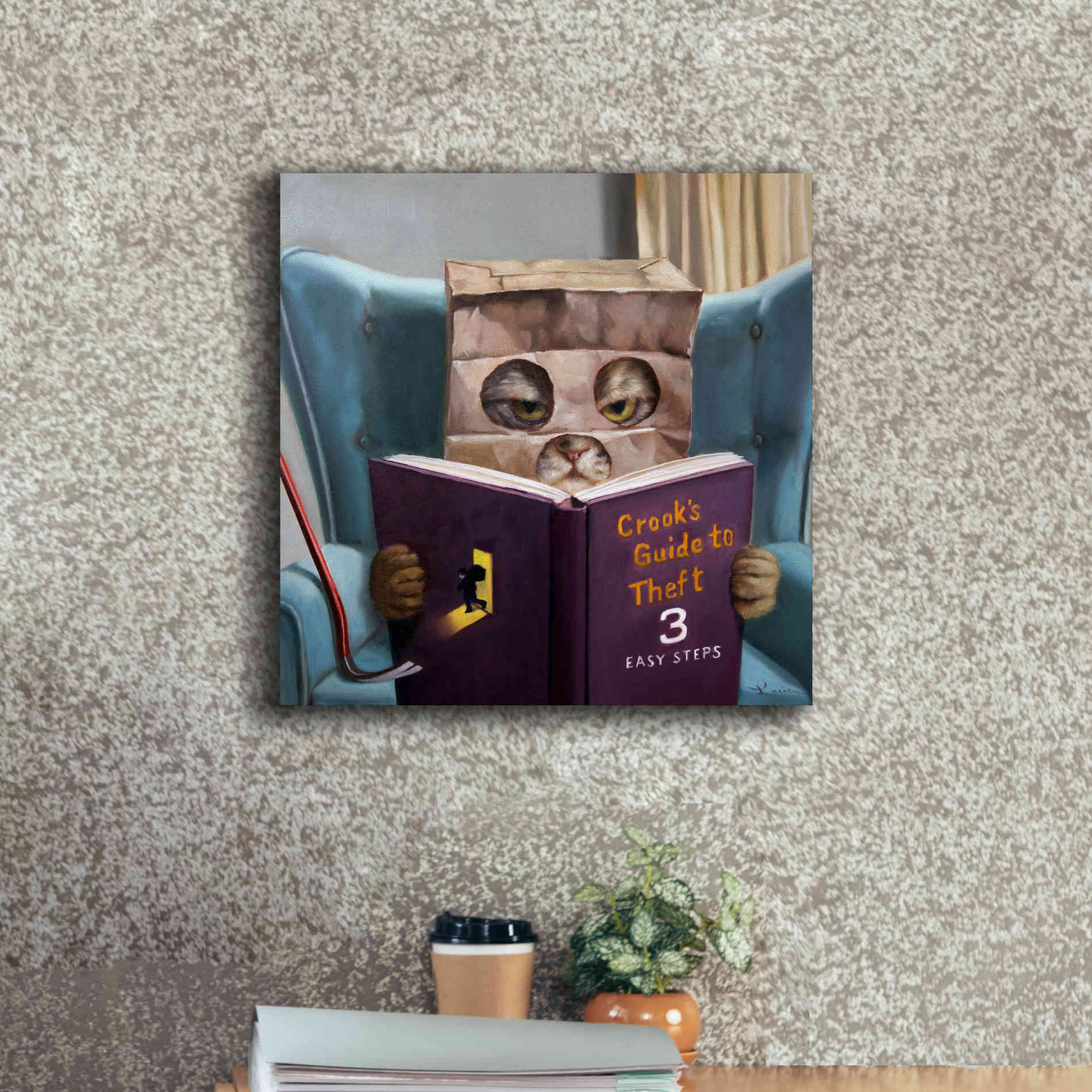 'Cat Burglar 2' by Lucia Heffernan, Canvas Wall Art,18x18